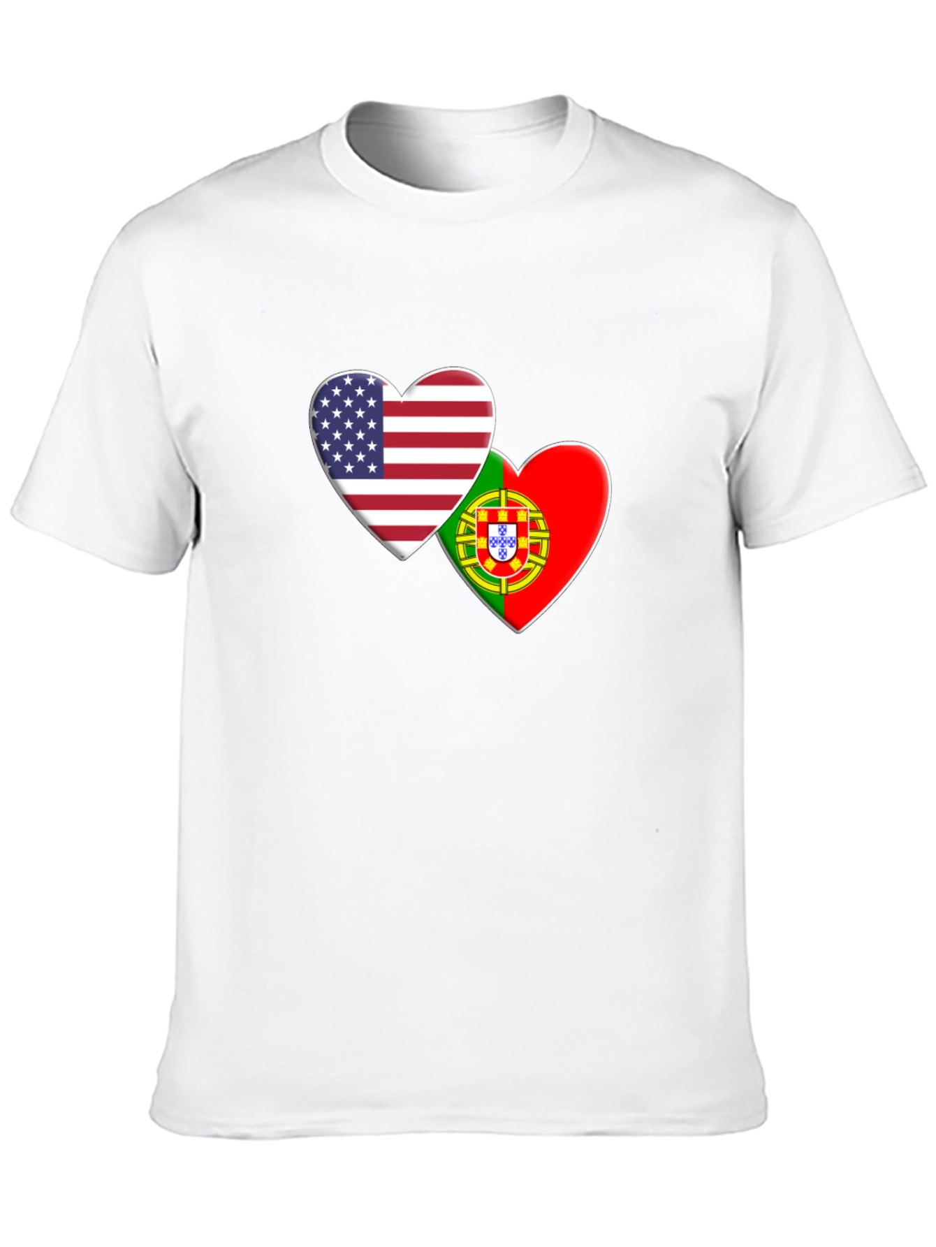 USA & Portugal Flag Heart T-Shirt