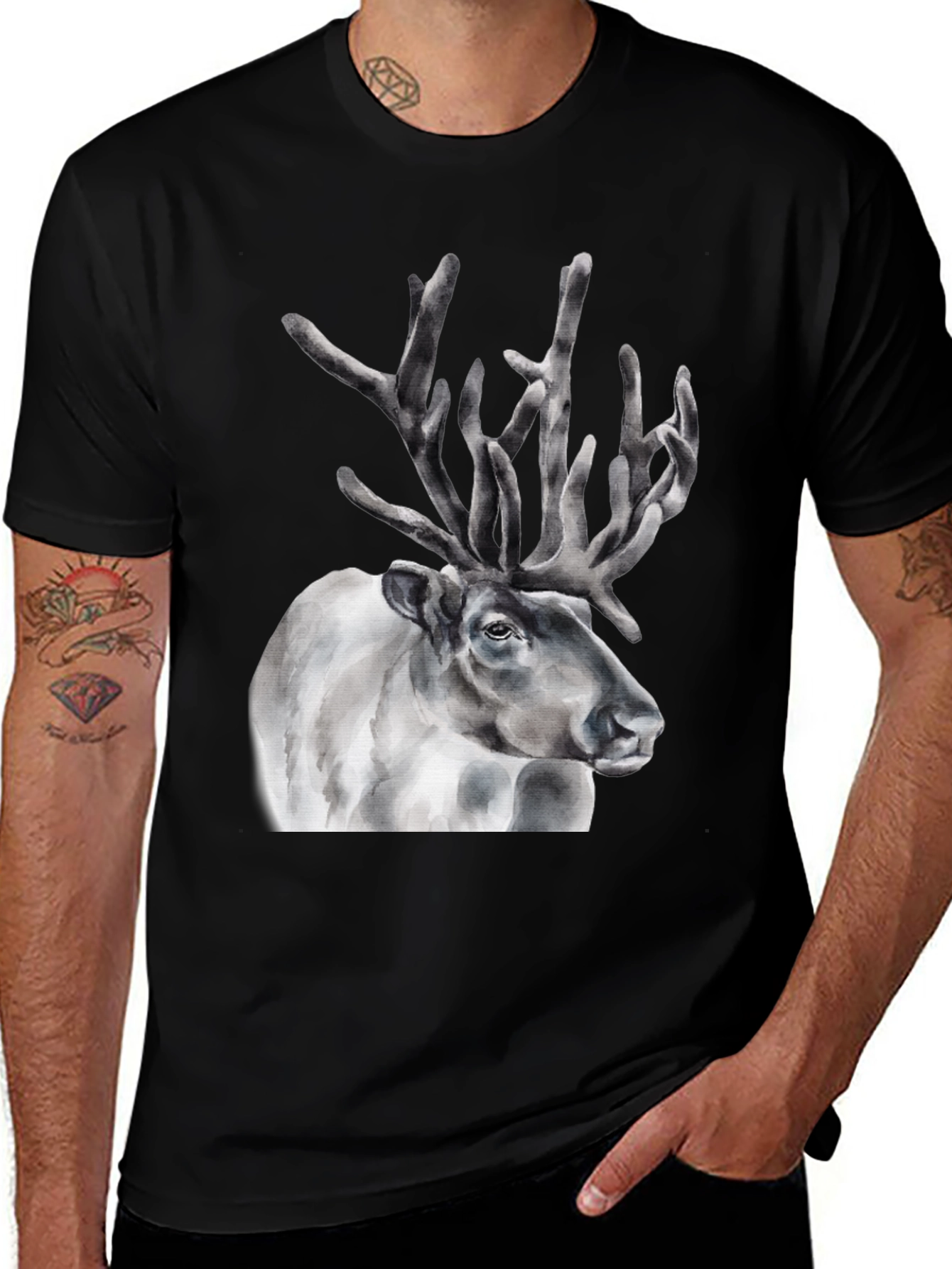 Reindeer Graphic Tee - Black T-Shirt