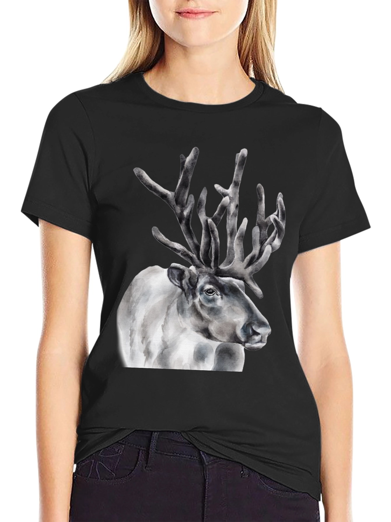 Reindeer Graphic Tee - Black T-Shirt