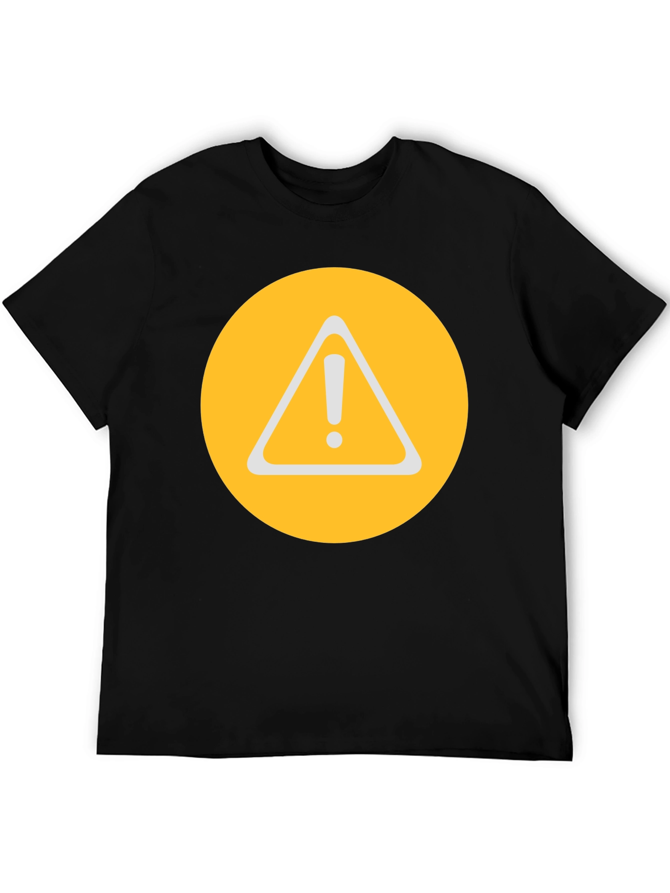 Warning Sign Graphic Tee - Round Yellow Alert T-Shirt