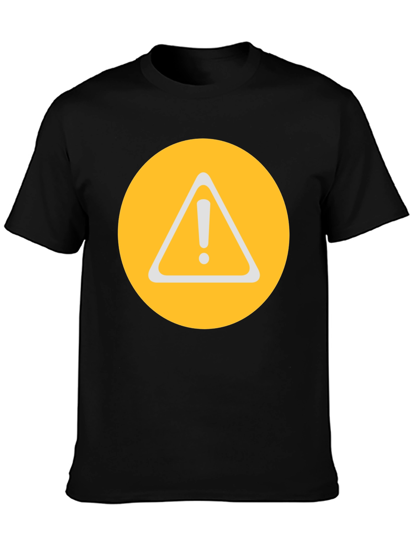 Warning Sign Graphic Tee - Round Yellow Alert T-Shirt