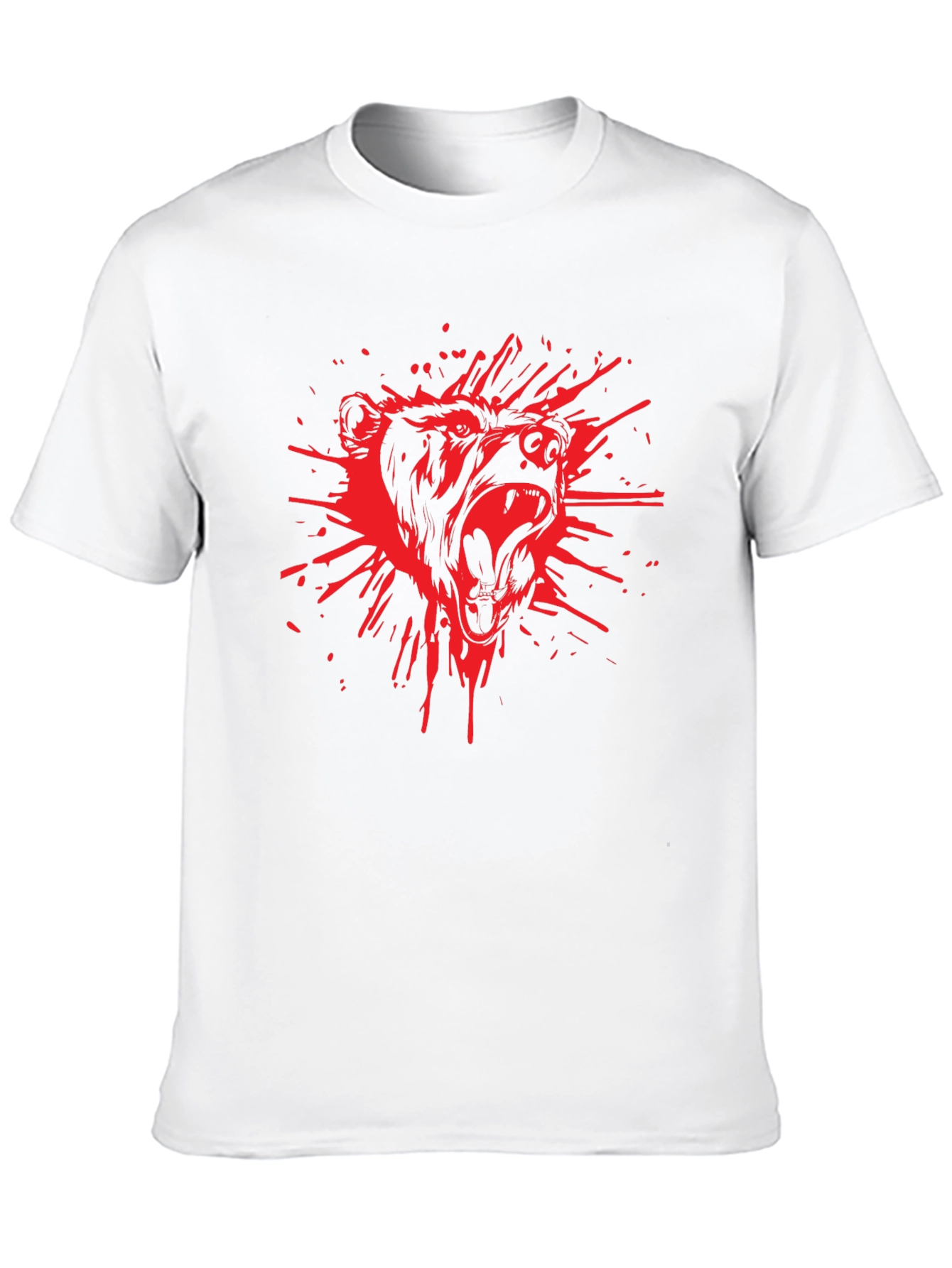 Mens Black T-Shirt with Red Bear Graphic