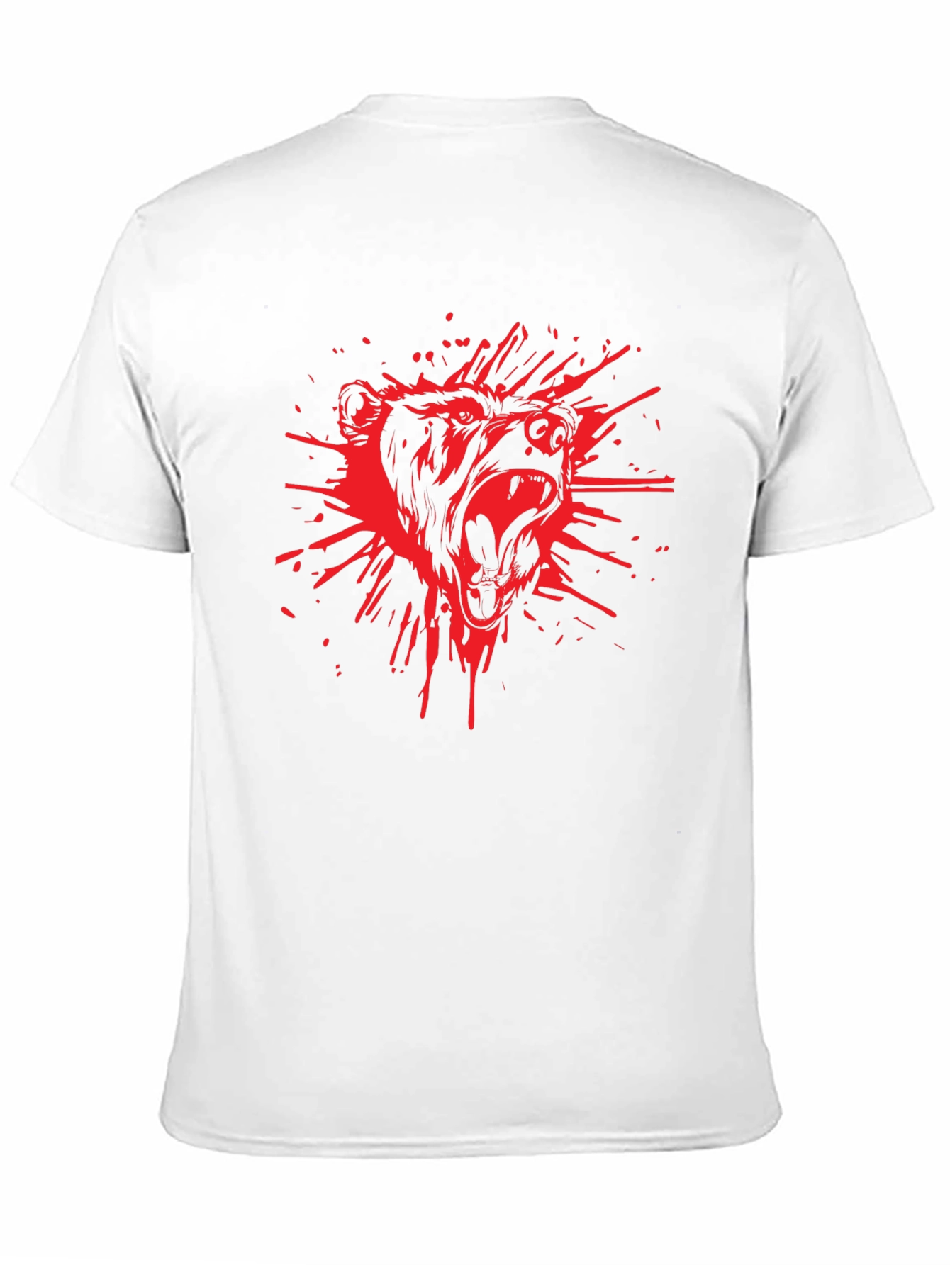 Mens Black T-Shirt with Red Bear Graphic
