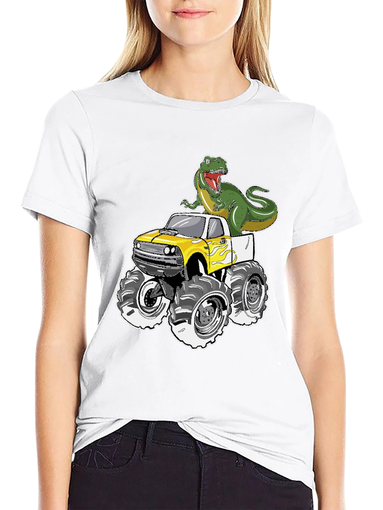 Dino Monster Truck T-Shirt - Roar into Fun!