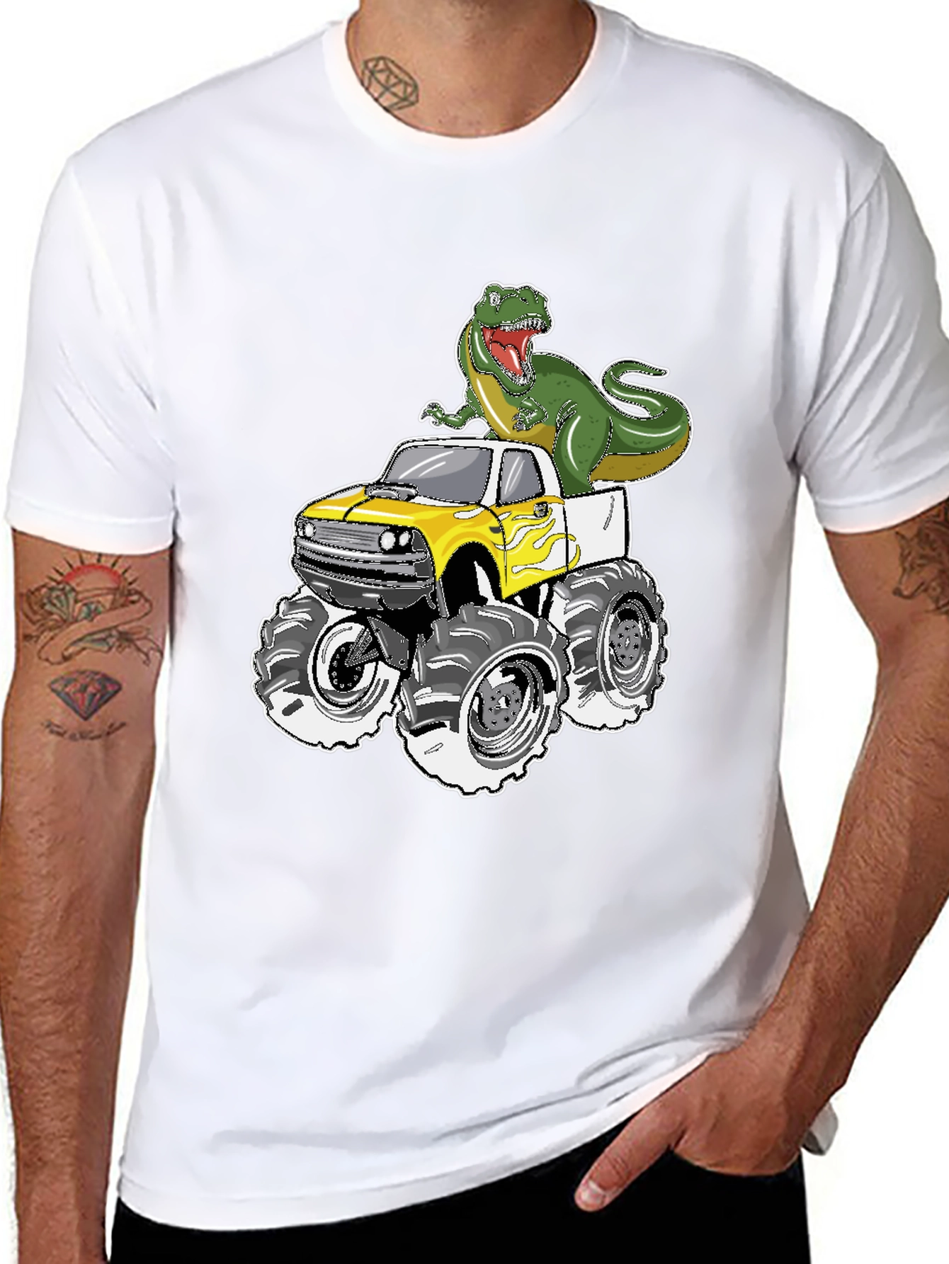 Dino Monster Truck T-Shirt - Roar into Fun!