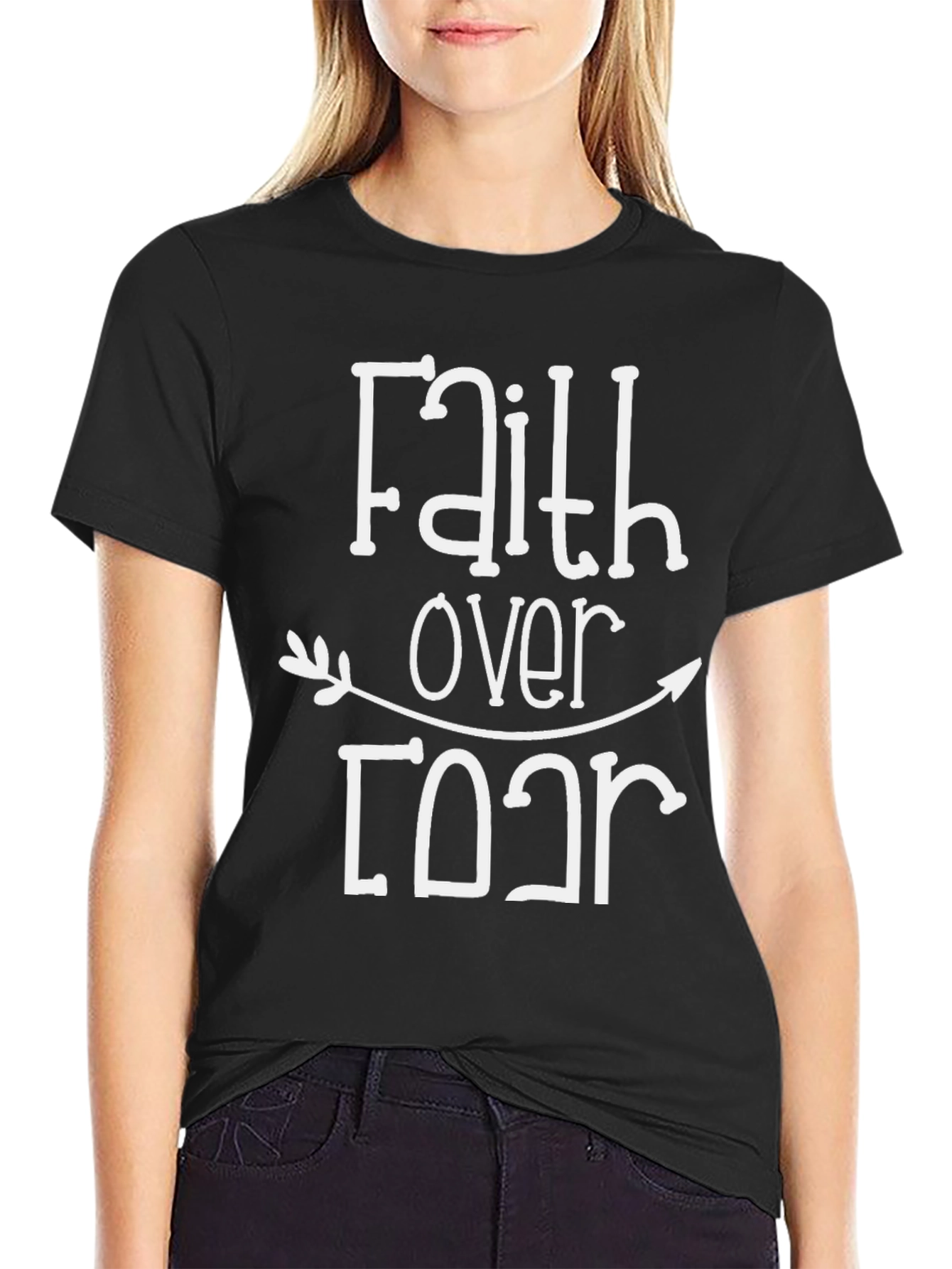 Faith Over Fear Graphic Tee - Black Cotton T-Shirt