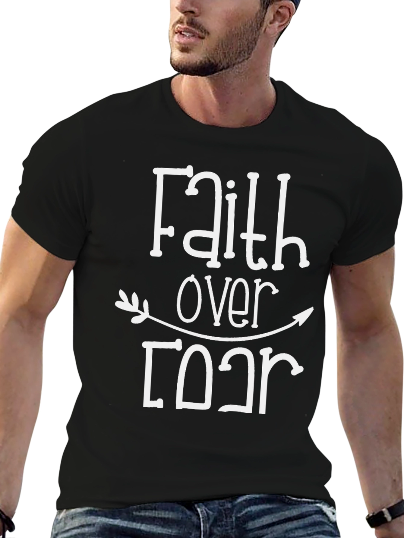 Faith Over Fear Graphic Tee - Black Cotton T-Shirt