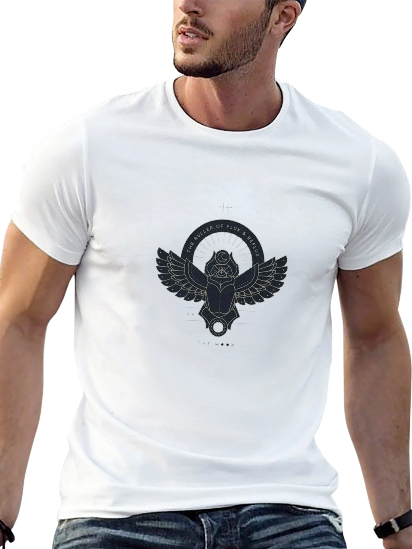 Mens Black T-Shirt with Scarab Graphic