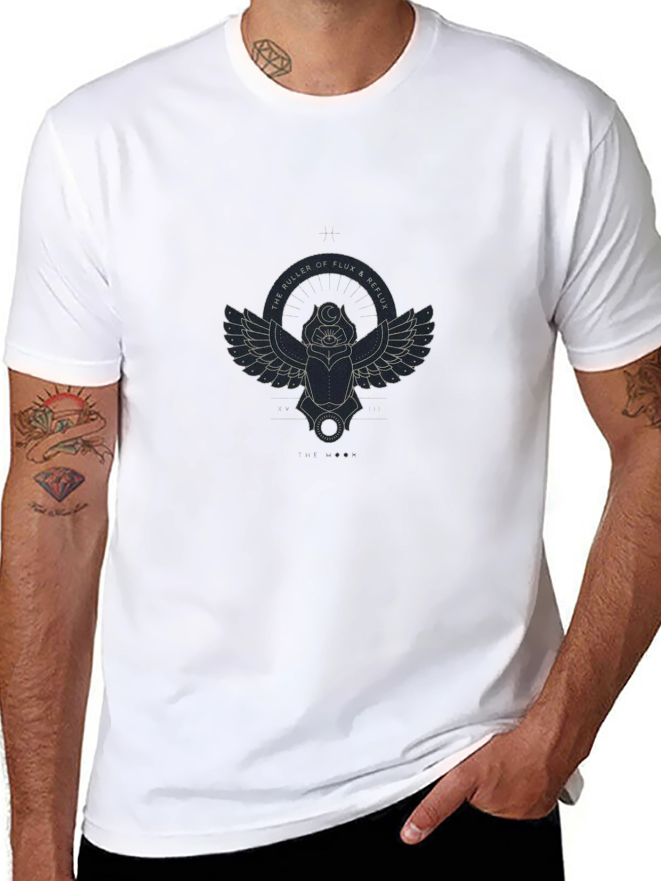 Mens Black T-Shirt with Scarab Graphic