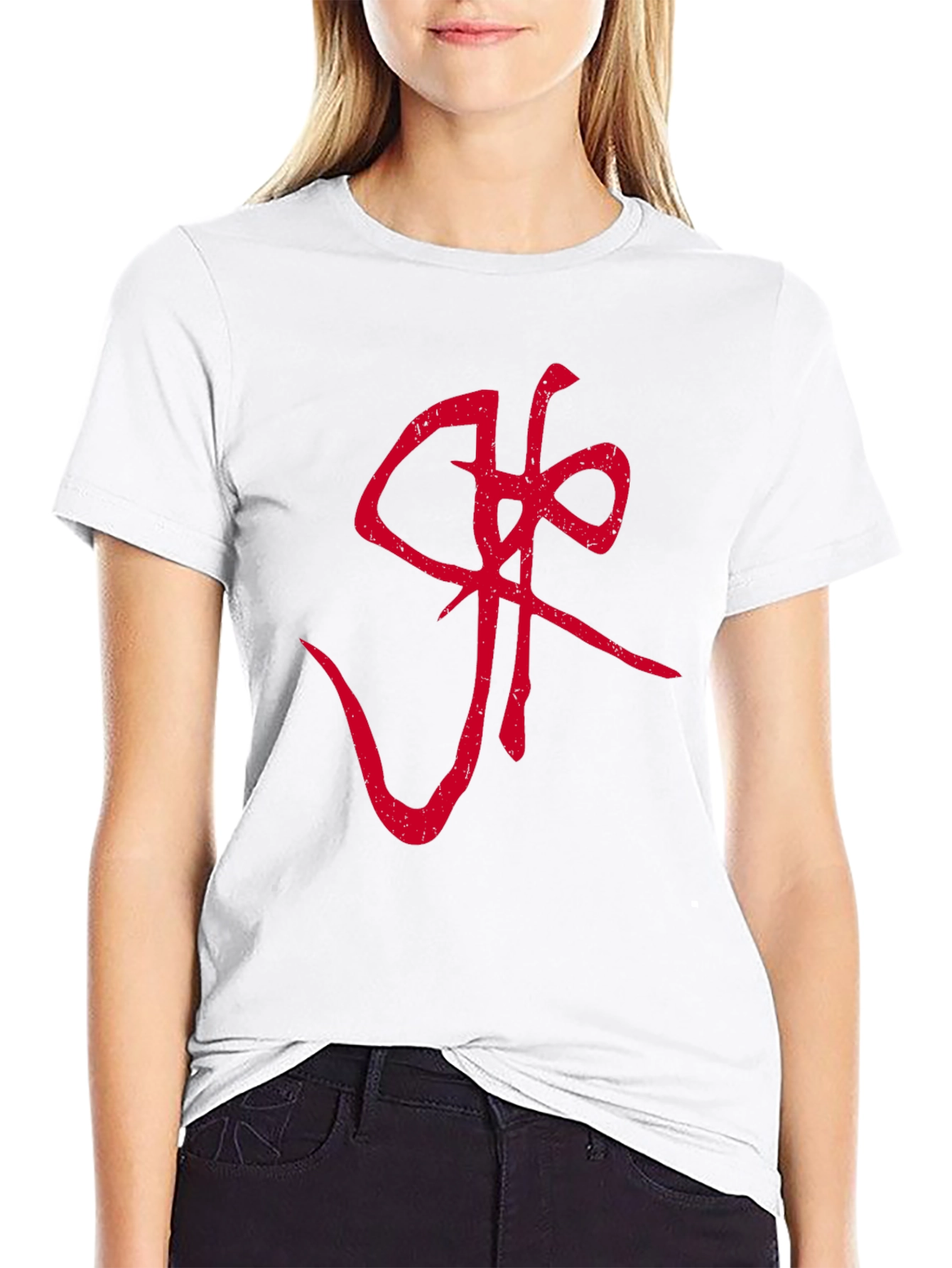 Graphic Tee - Red Symbol on Black Cotton