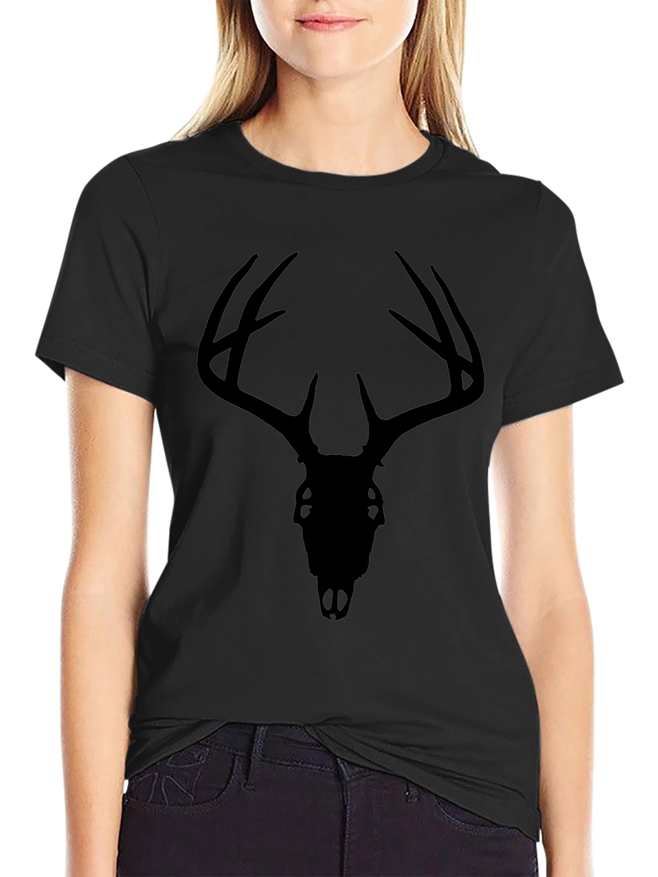 Deer Skull Graphic Tee - Black