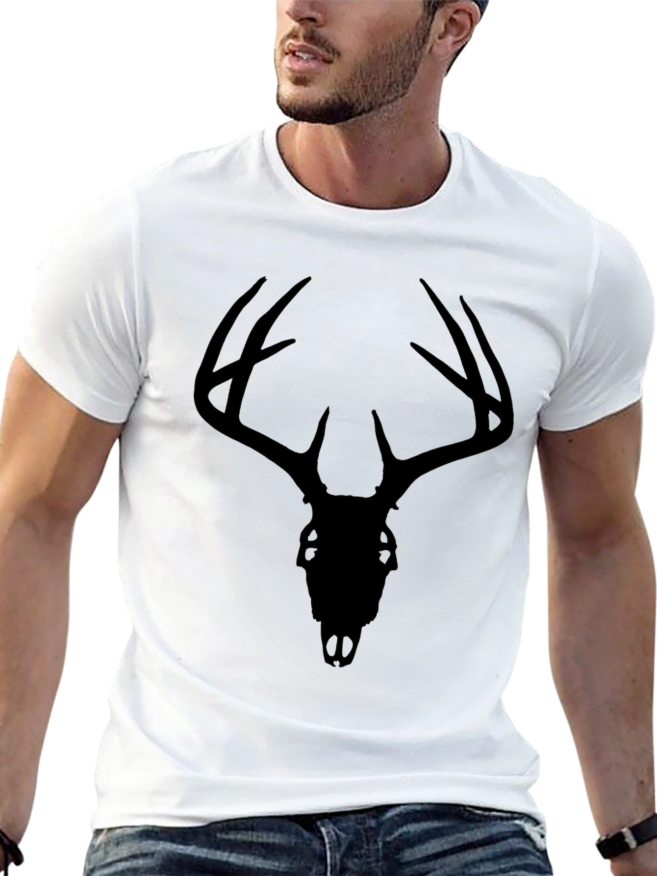 Deer Skull Graphic Tee - Black