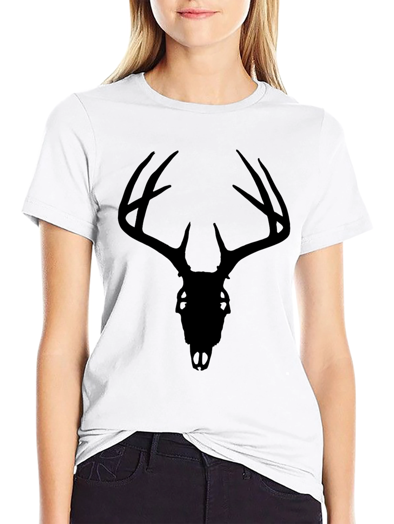 Deer Skull Graphic Tee - Black