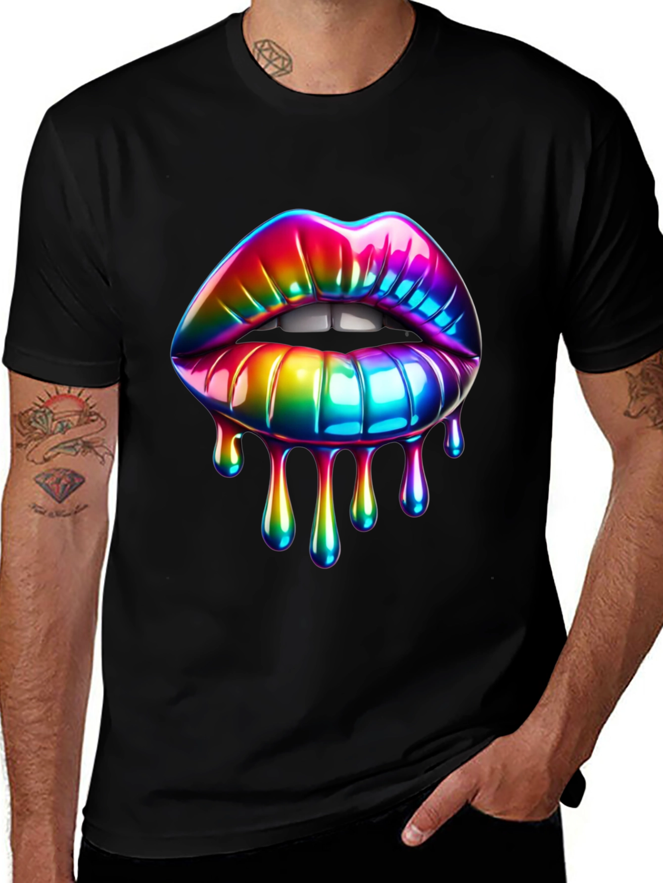 Rainbow Lips Graphic T-Shirt