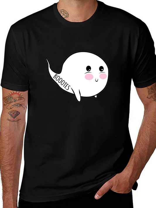 Cute Ghost Booootes Black T-Shirt