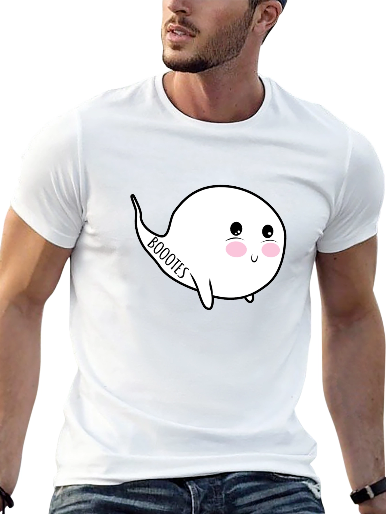 Cute Ghost Booootes Black T-Shirt