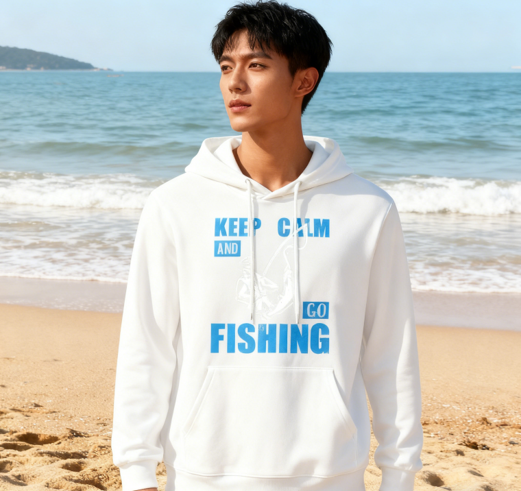 a'Keep Calm and Go Fishing' Graphic Hoodie for Outdoor Enthusiasts