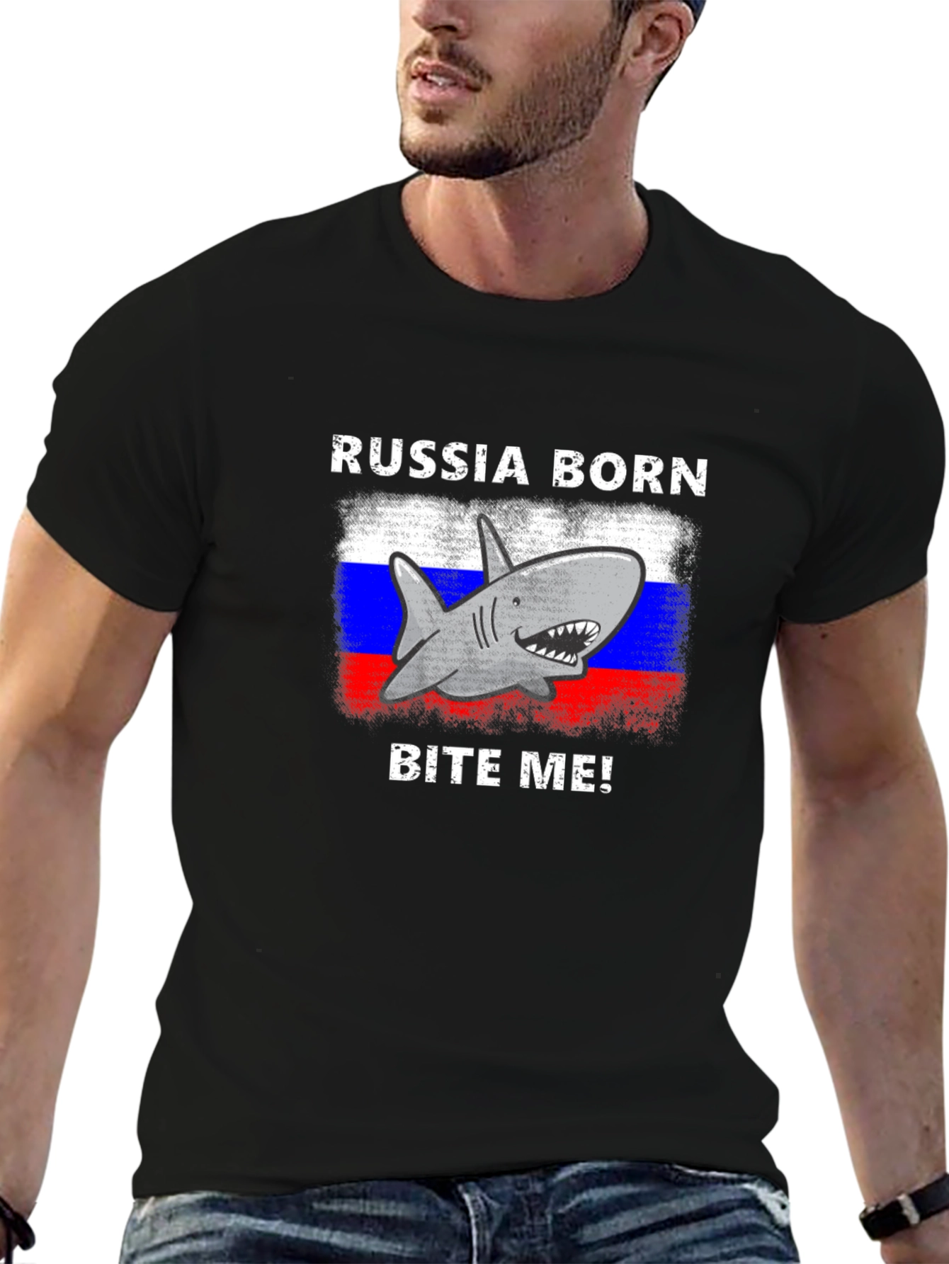 Russia Born Shark Bite Me! T-Shirt