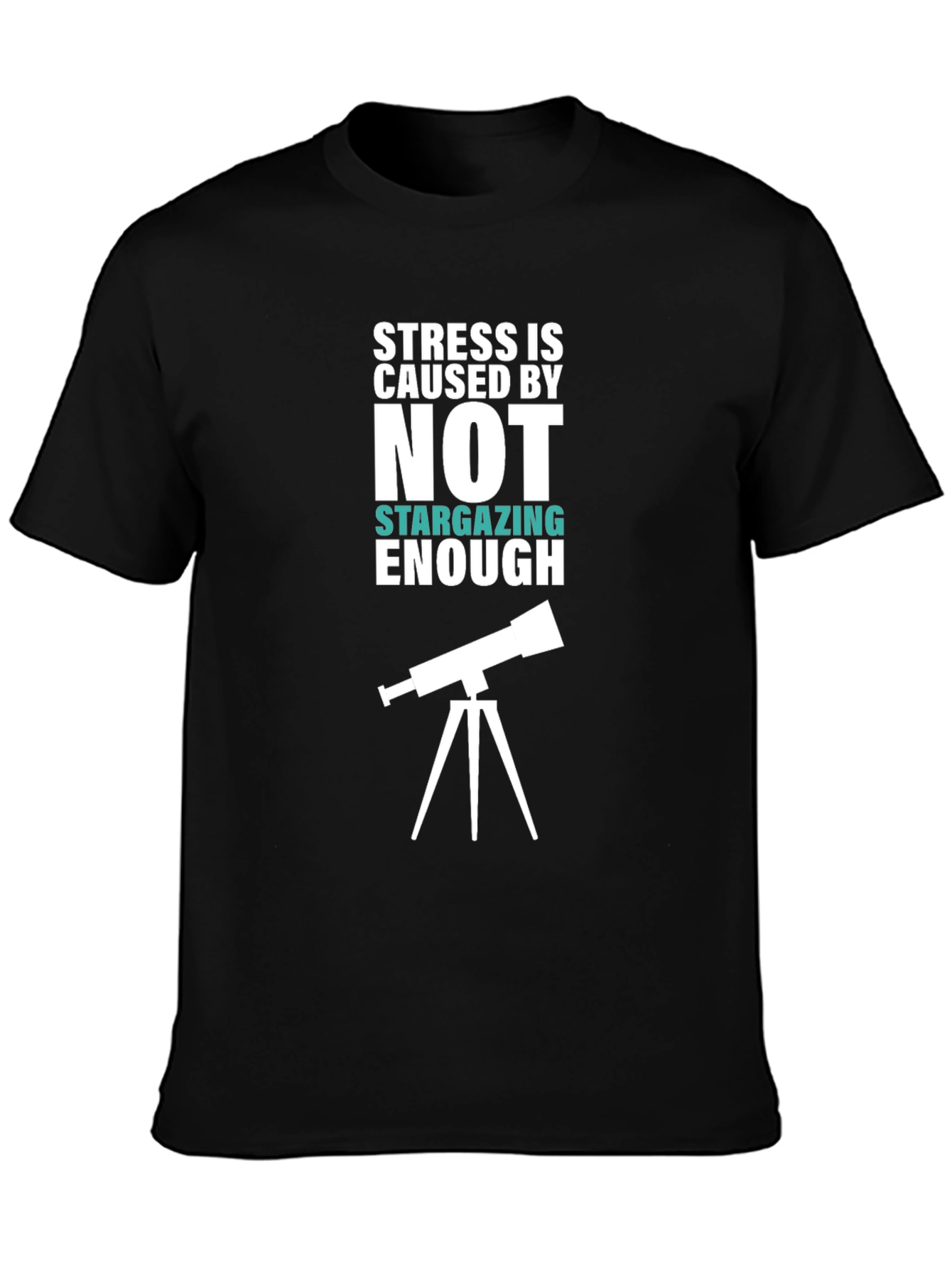 Stargazing Stress Relief Black Cotton Tee