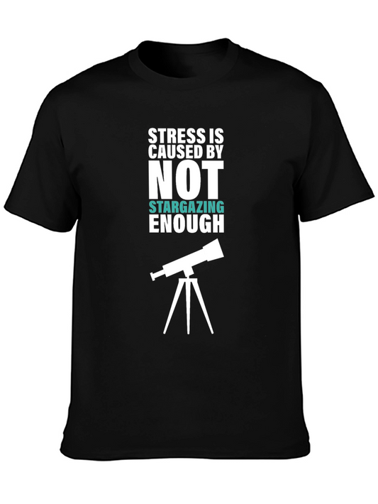 Stargazing Stress Relief Black Cotton Tee