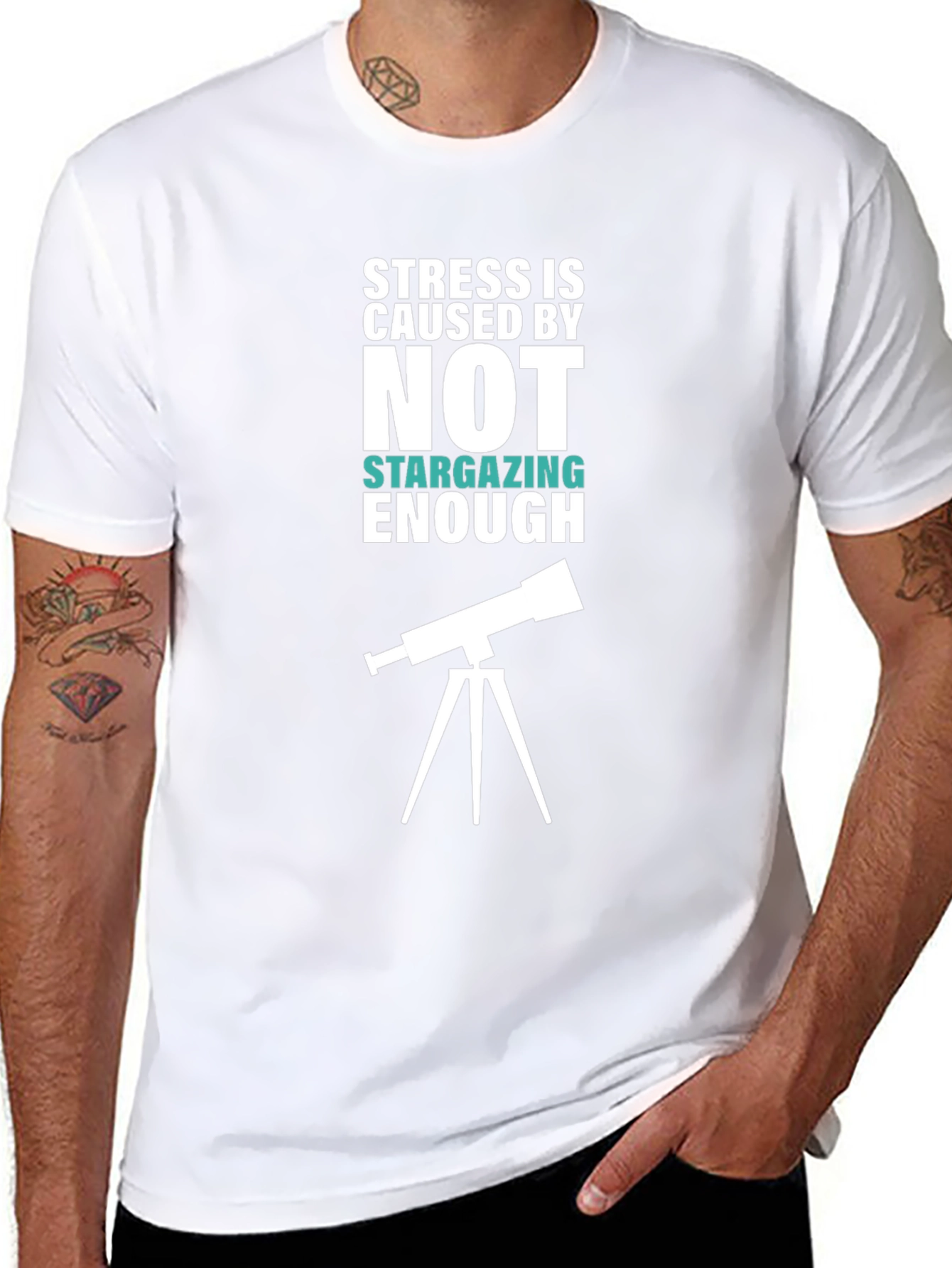 Stargazing Stress Relief Black Cotton Tee