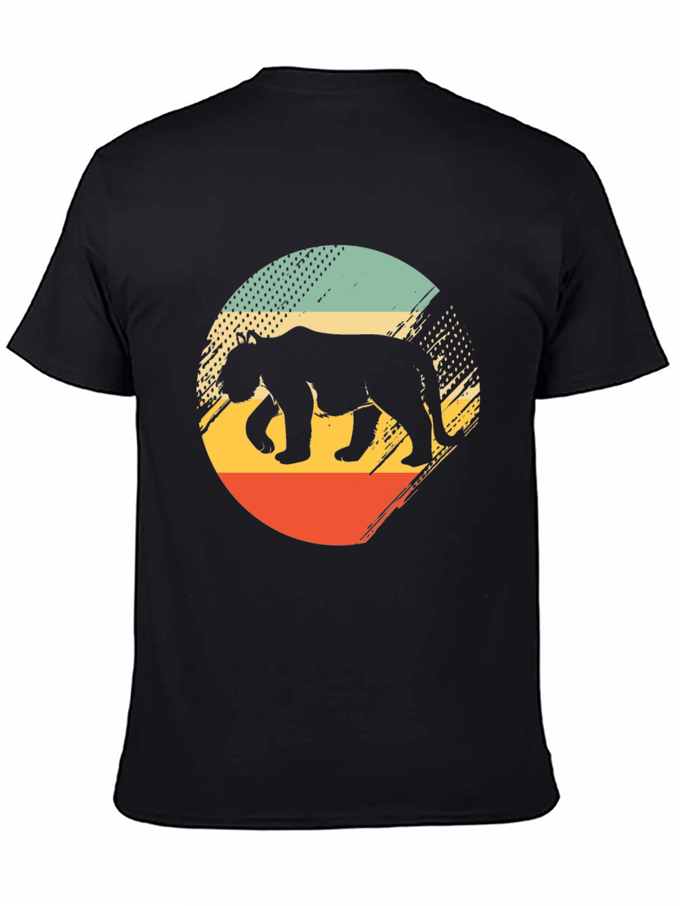 Retro Bear Graphic Tee - Black Cotton Blend Shirt