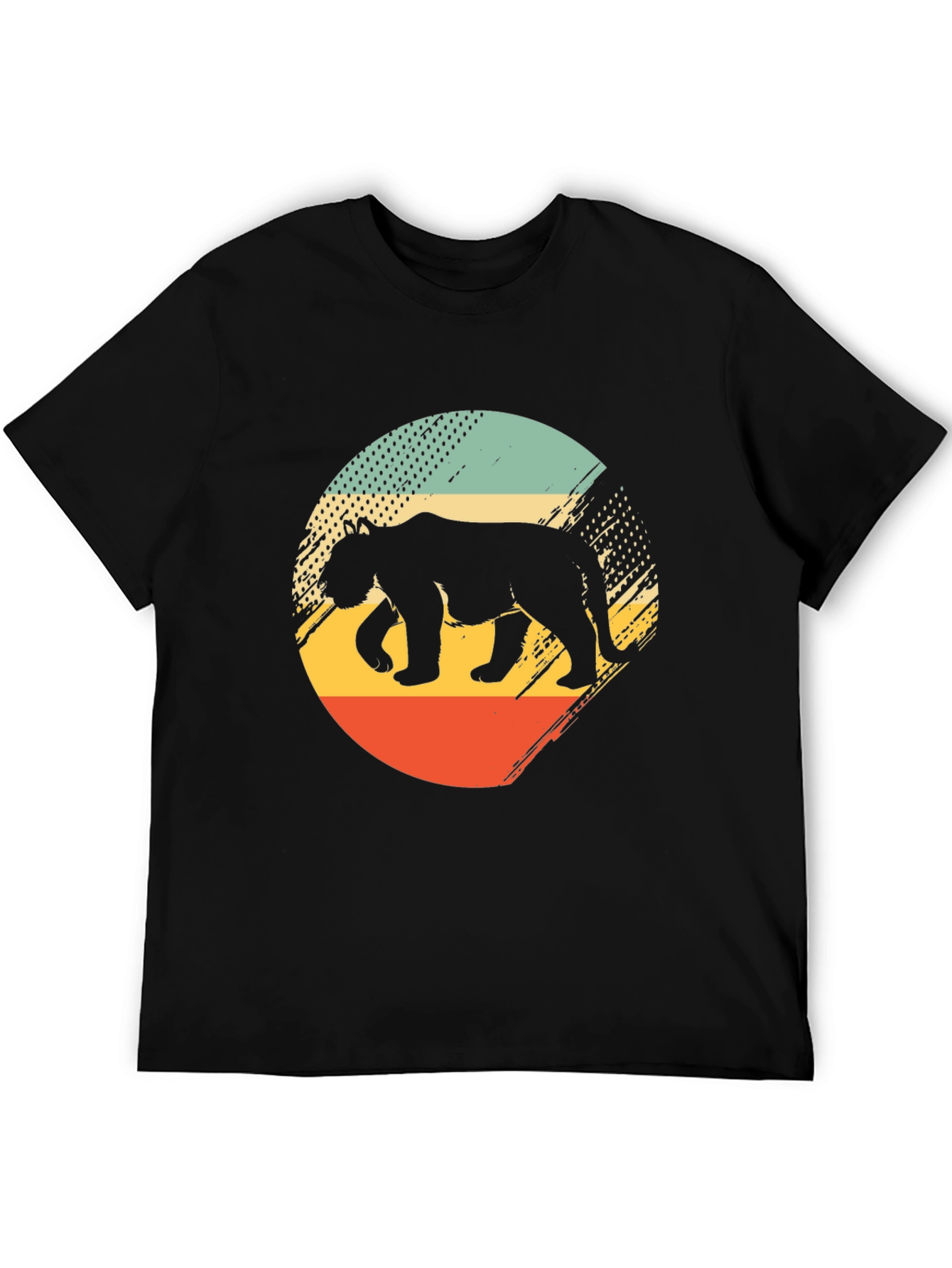 Retro Bear Graphic Tee - Black Cotton Blend Shirt