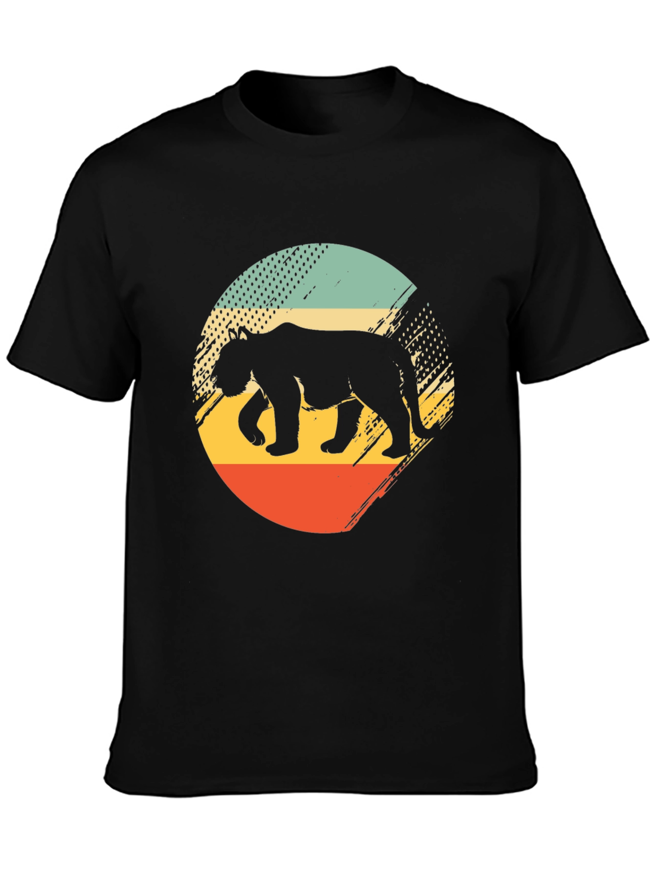 Retro Bear Graphic Tee - Black Cotton Blend Shirt