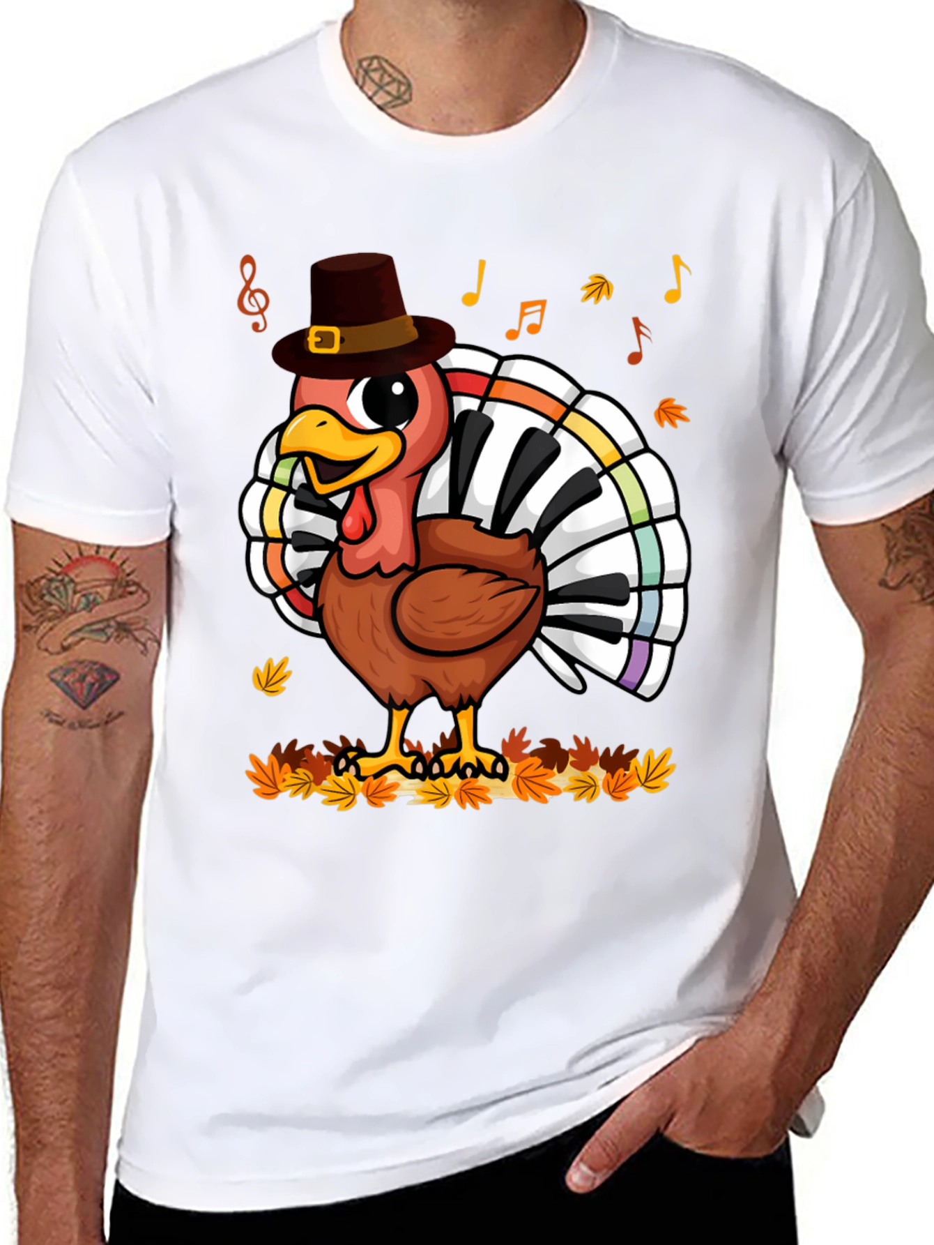 Thanksgiving Turkey Piano Keyboard T-Shirt