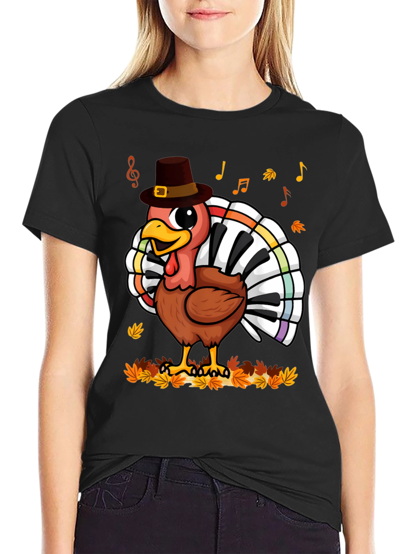 Thanksgiving Turkey Piano Keyboard T-Shirt