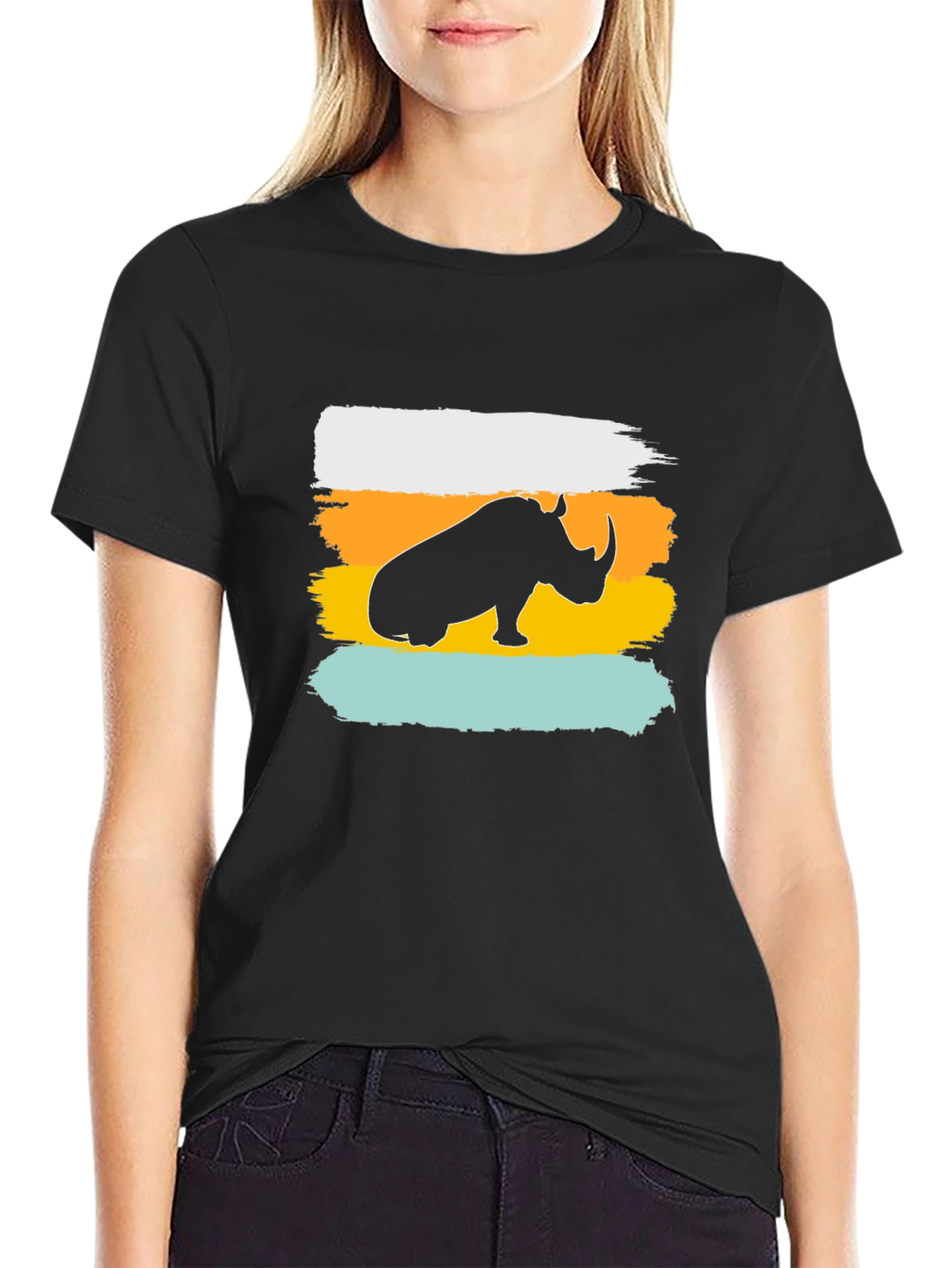 Rhino Silhouette Mens Graphic Tee - Black