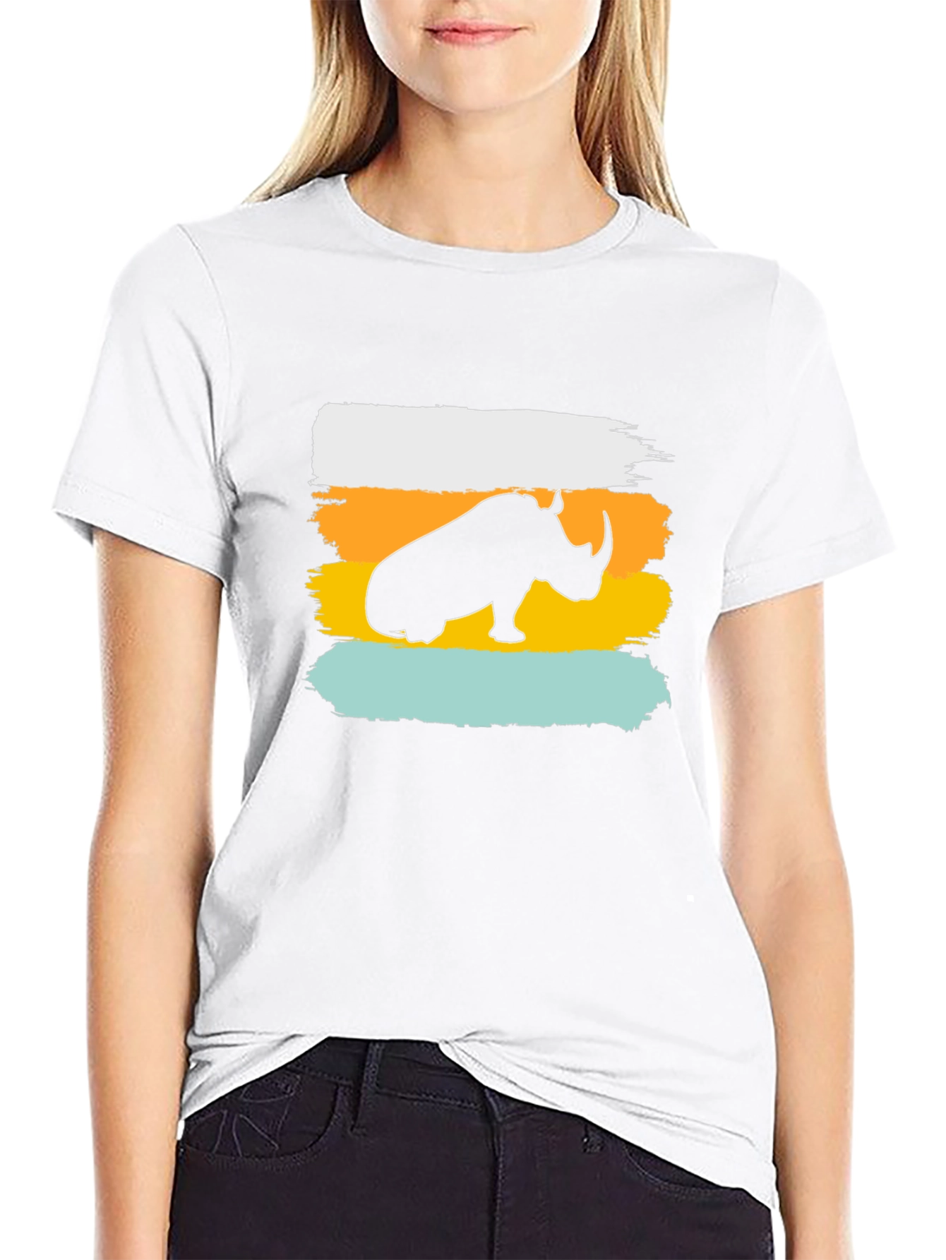 Rhino Silhouette Mens Graphic Tee - Black