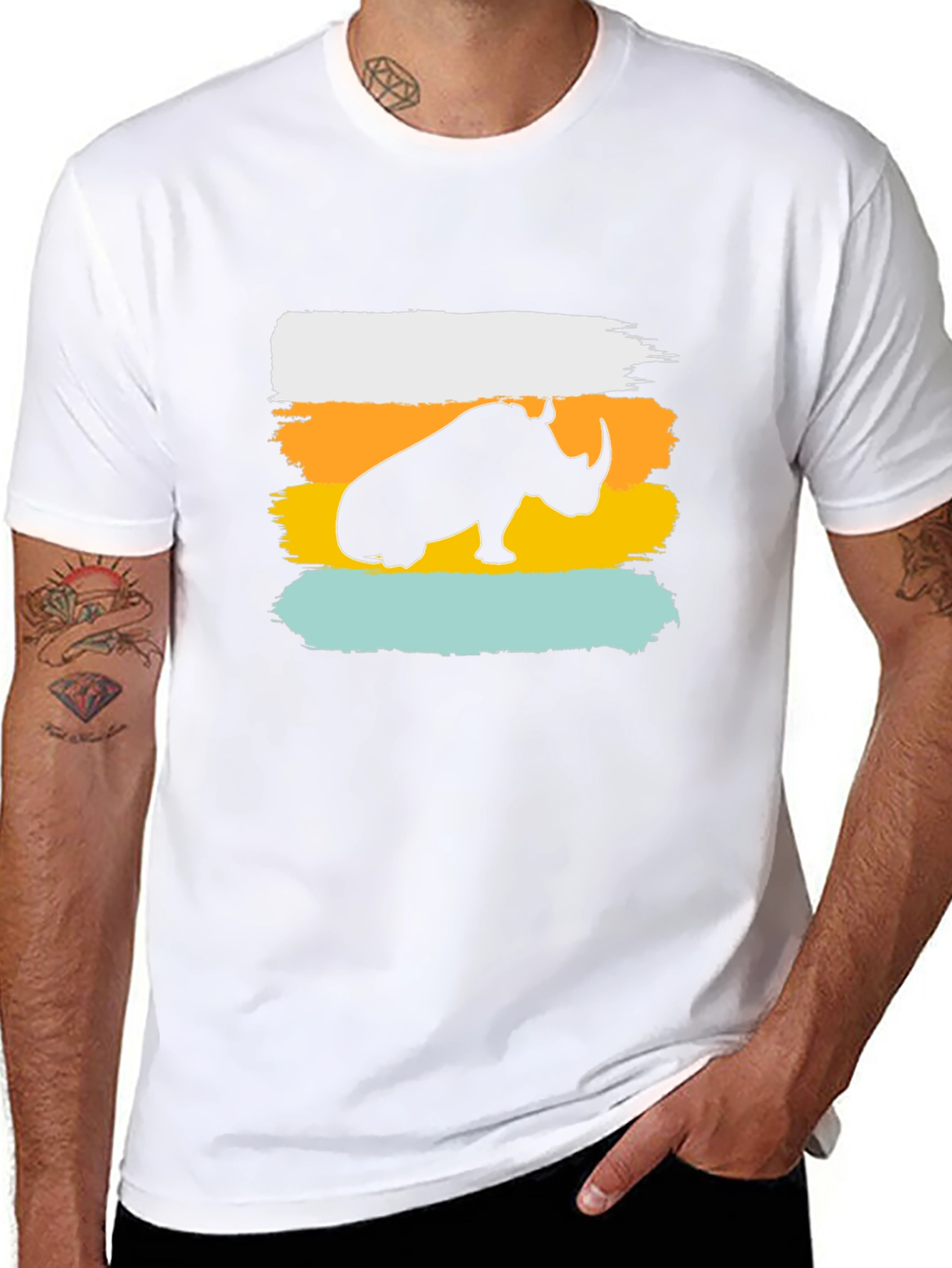 Rhino Silhouette Mens Graphic Tee - Black