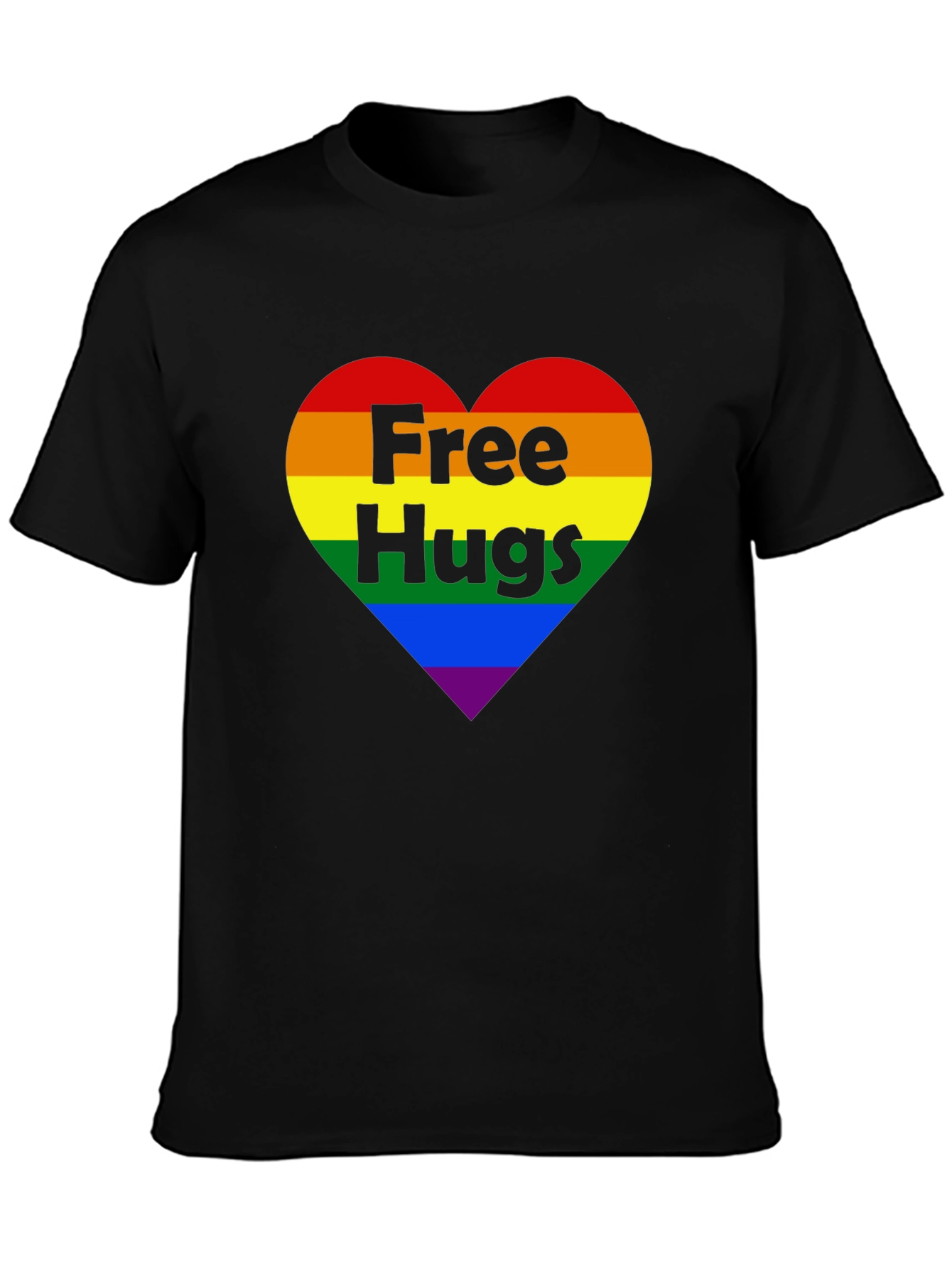 Free Hugs LGBT Pride Rainbow Heart T-Shirt