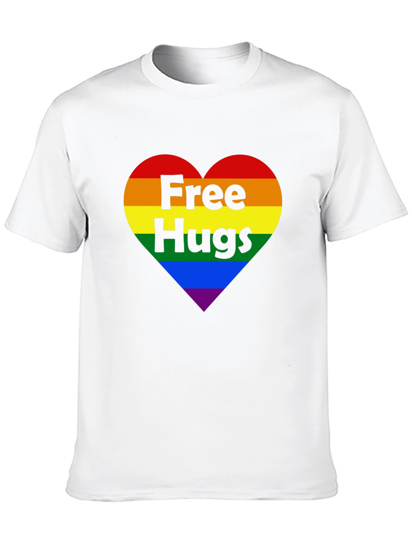 Free Hugs LGBT Pride Rainbow Heart T-Shirt