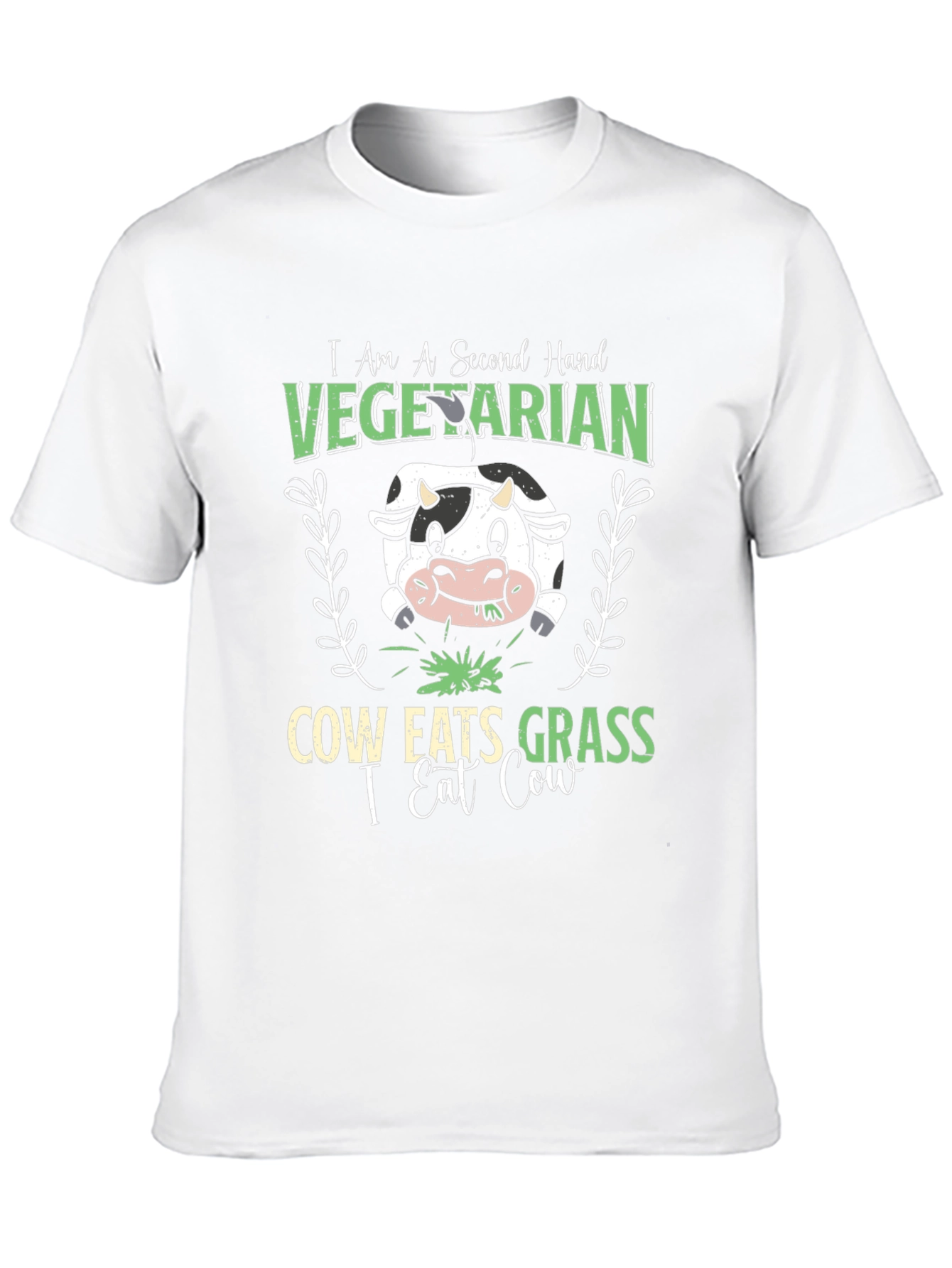 Second Hand Vegetarian Funny Cow Graphic T-Shirt