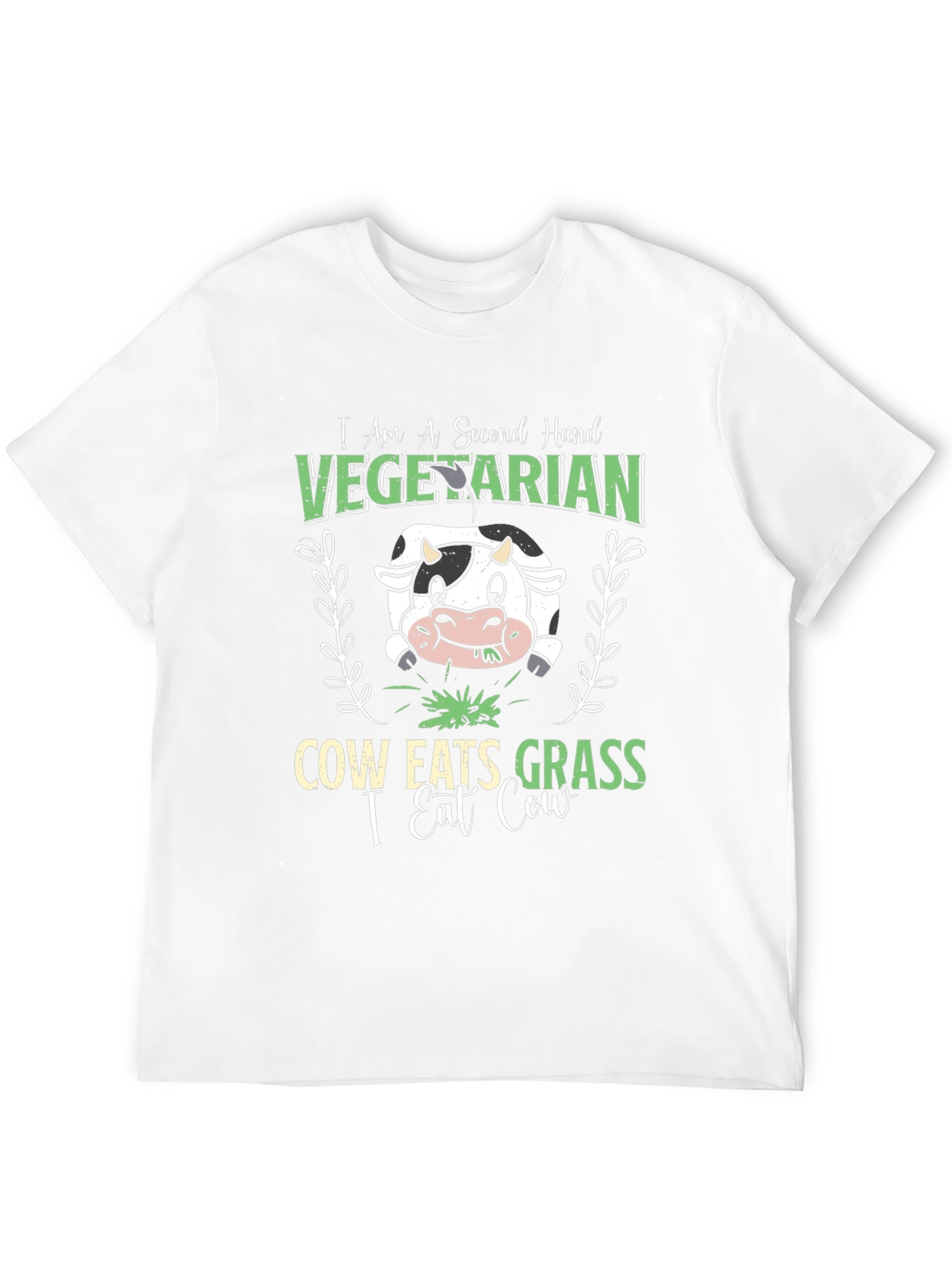 Second Hand Vegetarian Funny Cow Graphic T-Shirt