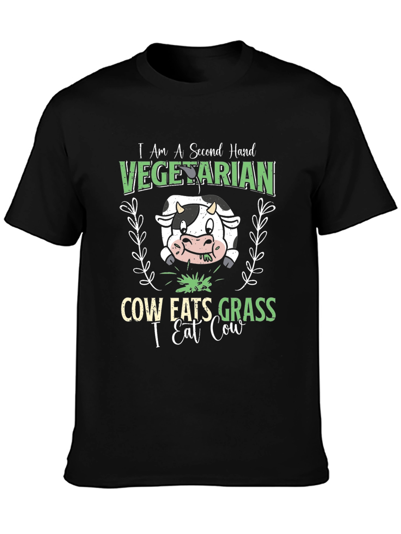 Second Hand Vegetarian Funny Cow Graphic T-Shirt