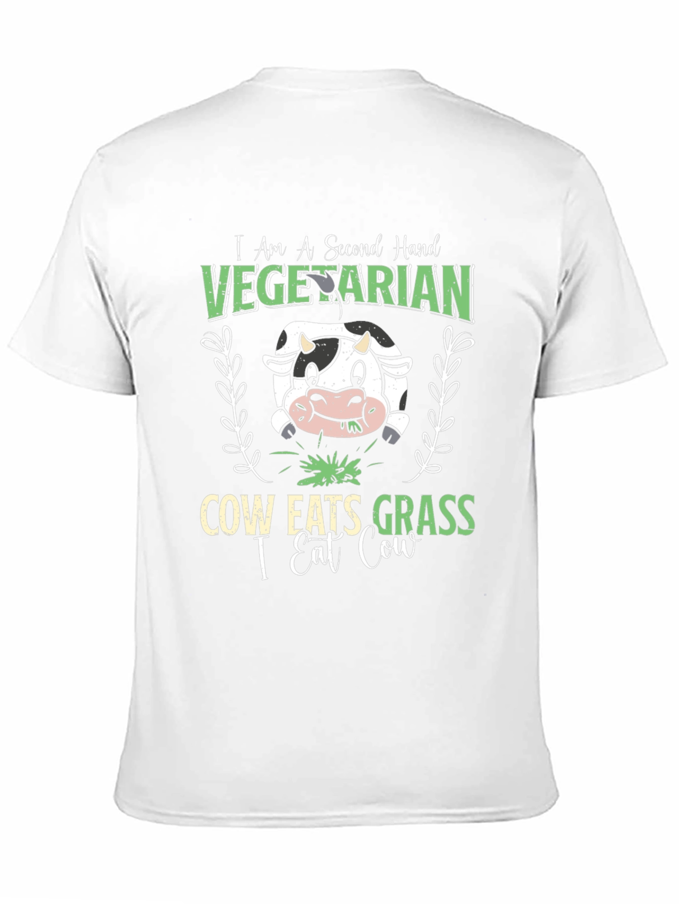Second Hand Vegetarian Funny Cow Graphic T-Shirt