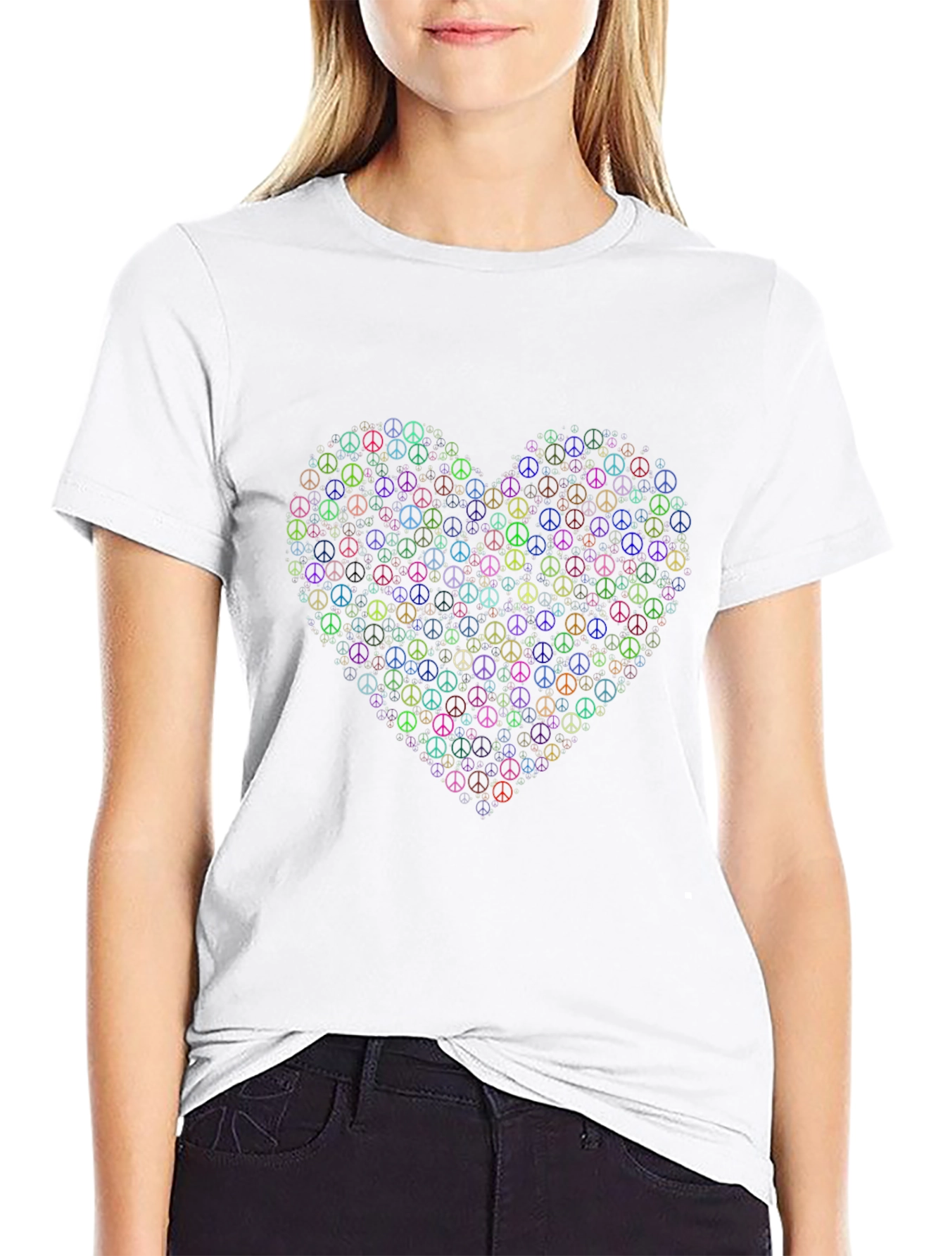 Peace Sign Heart Black Graphic Tee