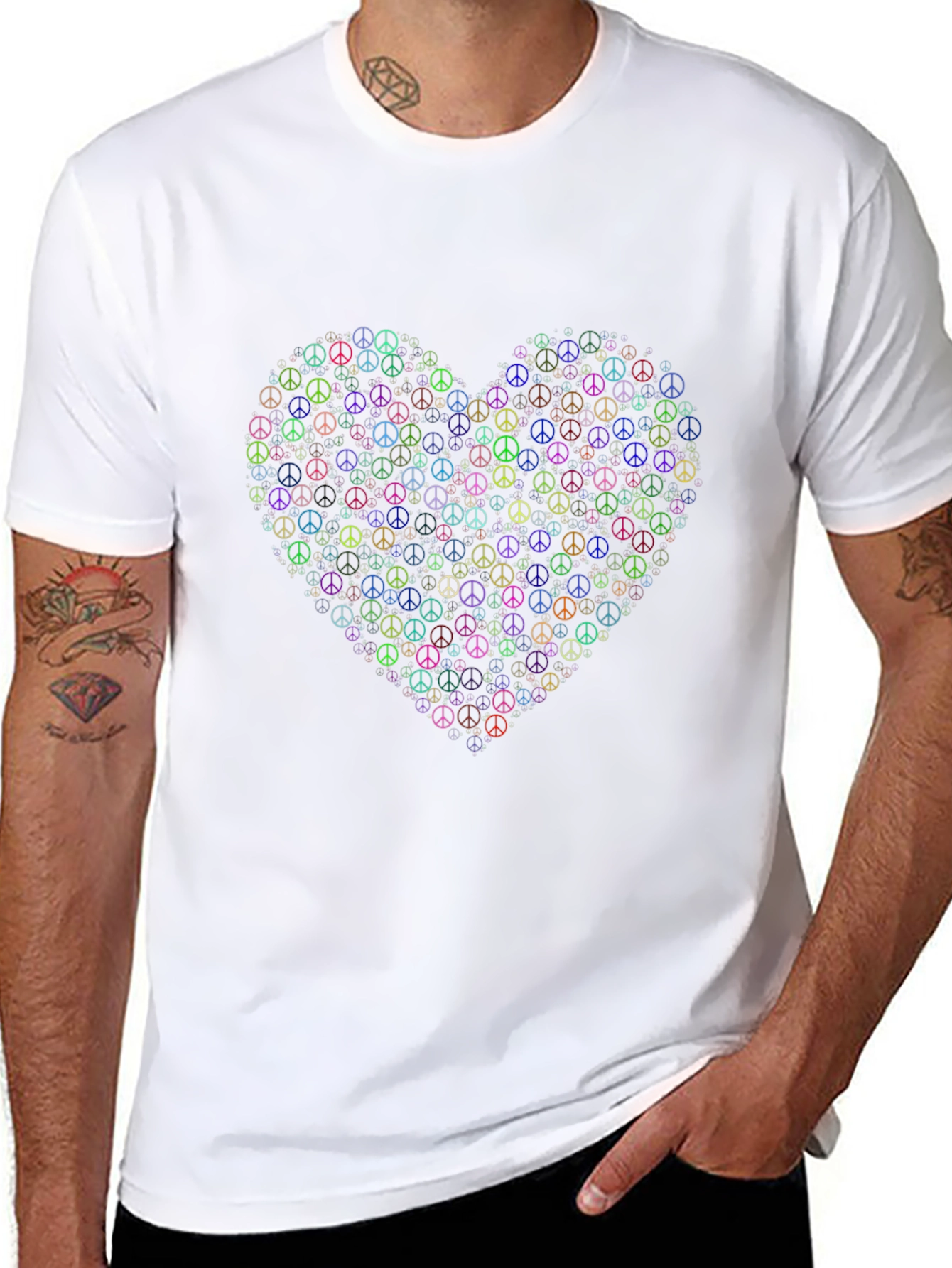 Peace Sign Heart Black Graphic Tee