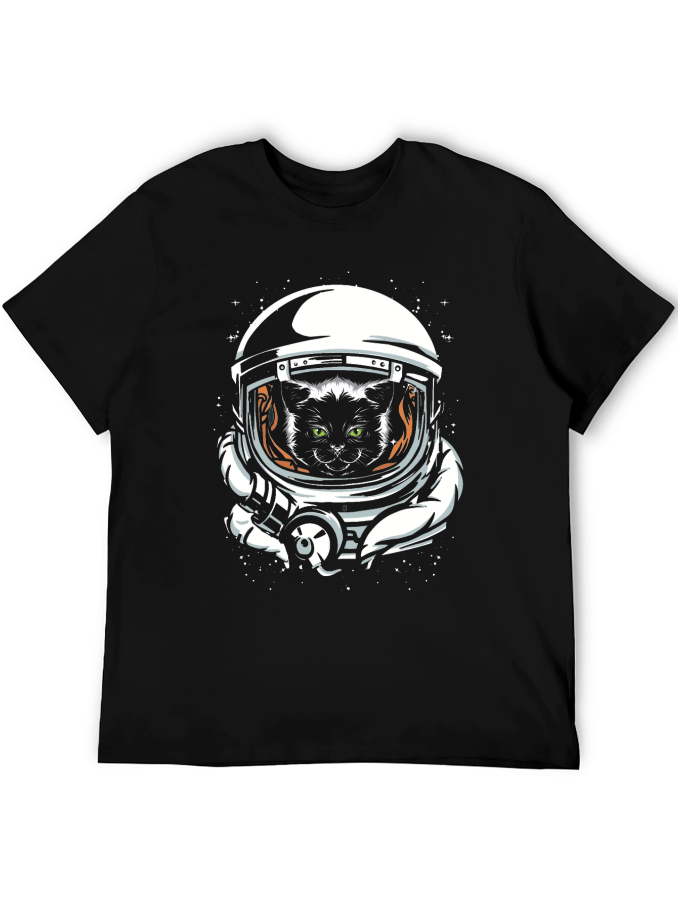 Space Cat T-Shirt - Black Crew Neck Tee