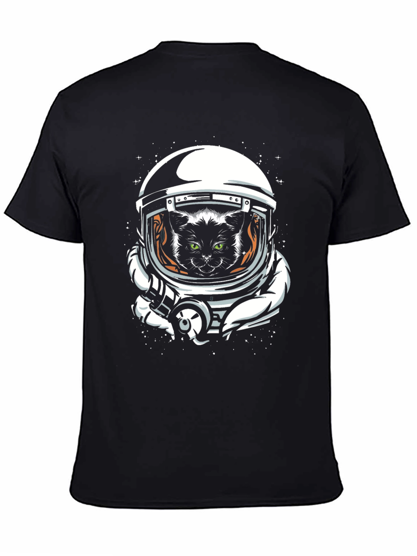 Space Cat T-Shirt - Black Crew Neck Tee