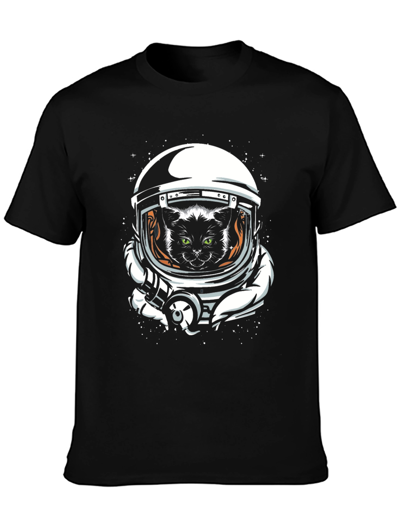 Space Cat T-Shirt - Black Crew Neck Tee
