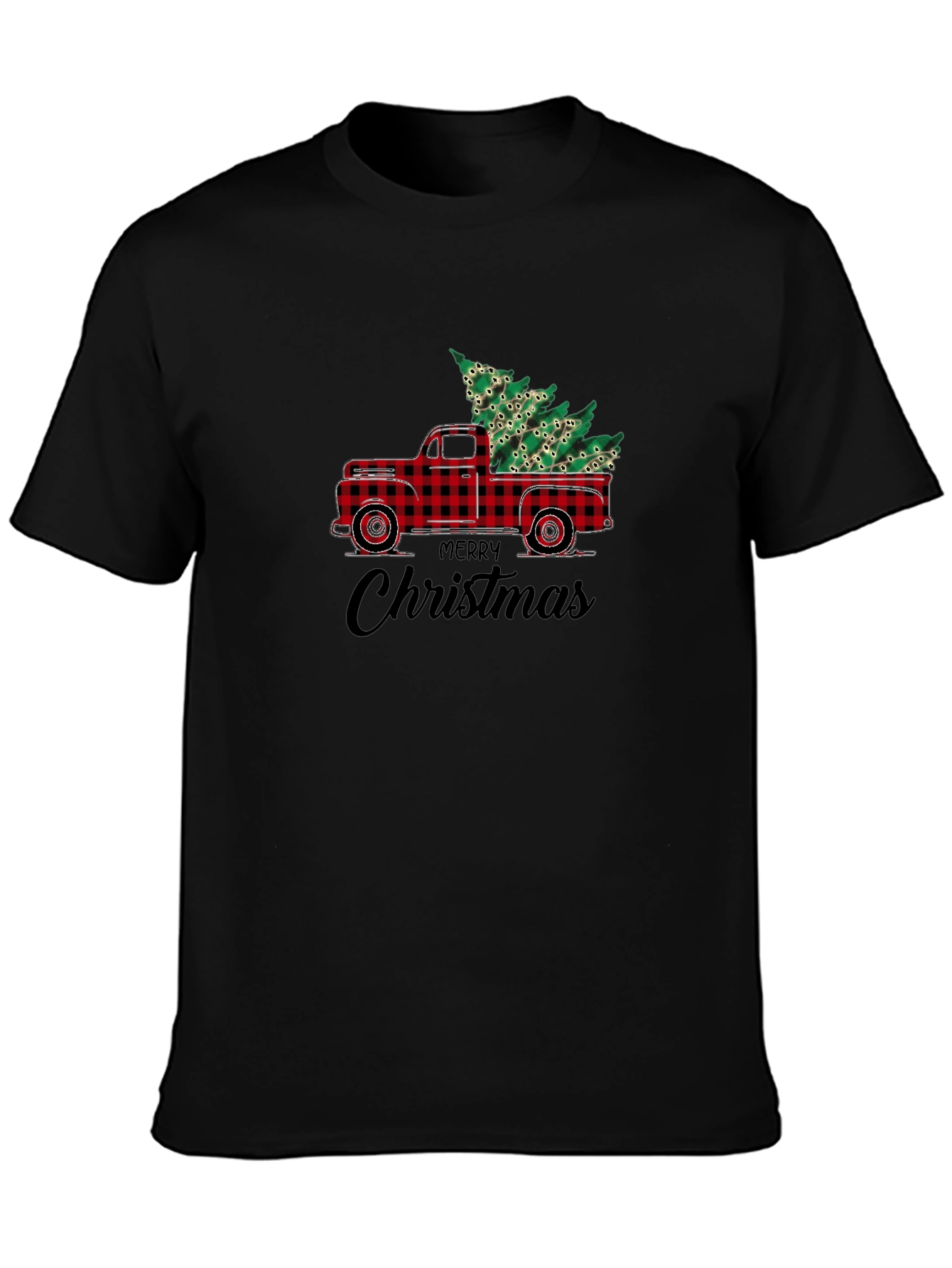 Merry Christmas Plaid Truck T-Shirt