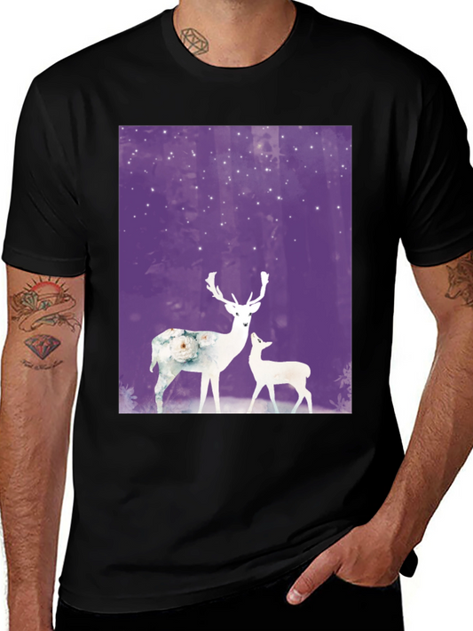Deer in Forest Graphic Tee - Stylish Comfort