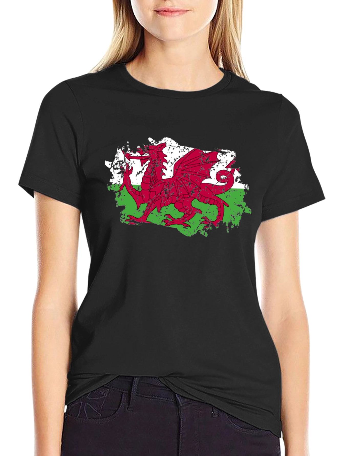 Welsh Dragon Flag Graphic Tee - Black