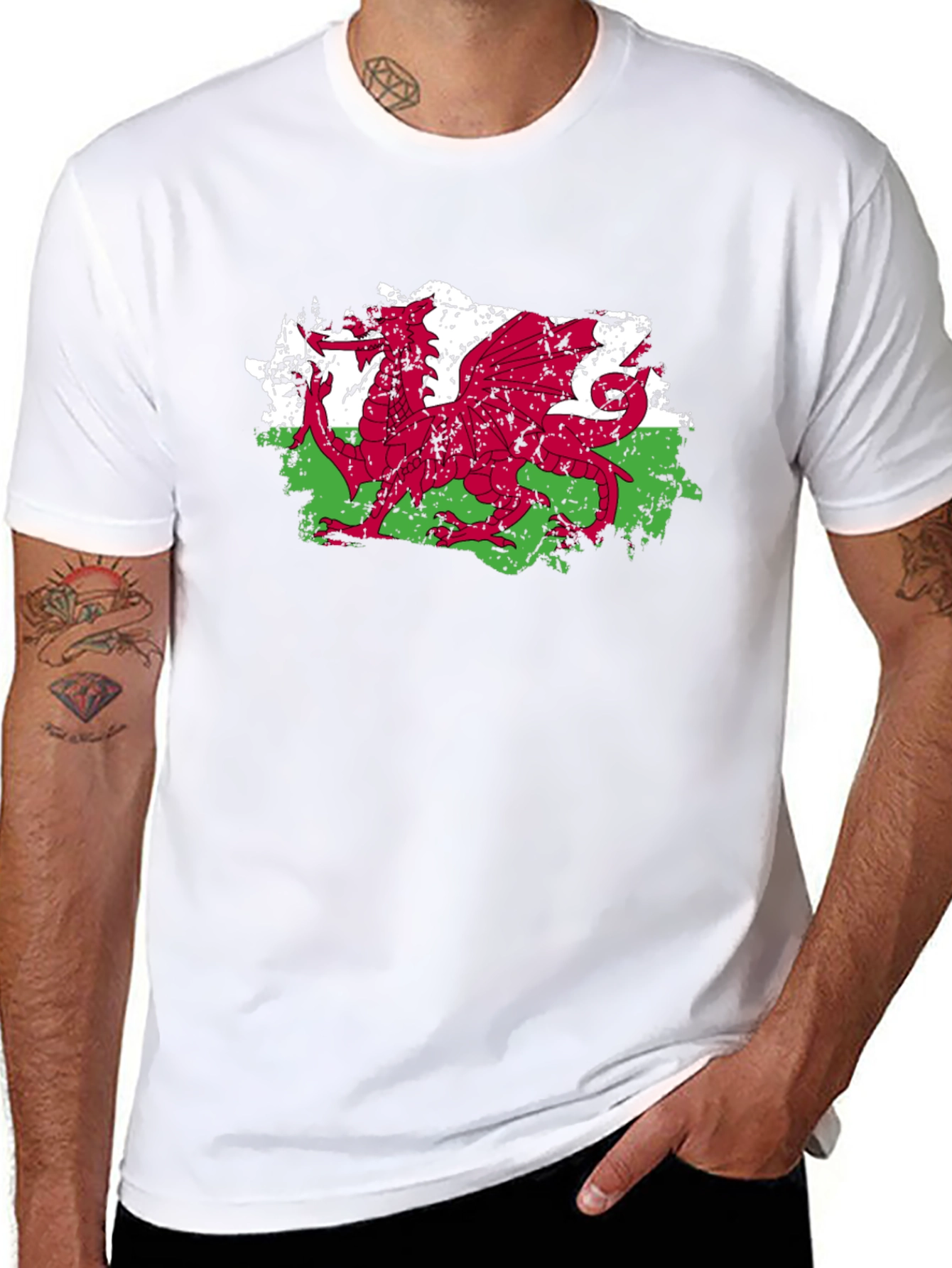 Welsh Dragon Flag Graphic Tee - Black