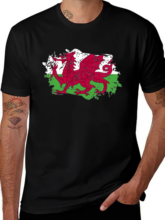 Welsh Dragon Flag Graphic Tee - Black