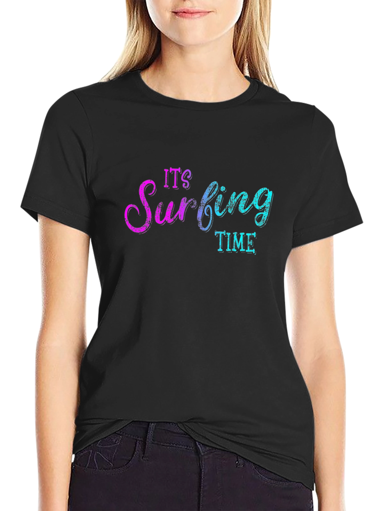 Its Surfing Time Tee - Black Graphic T-Shirt